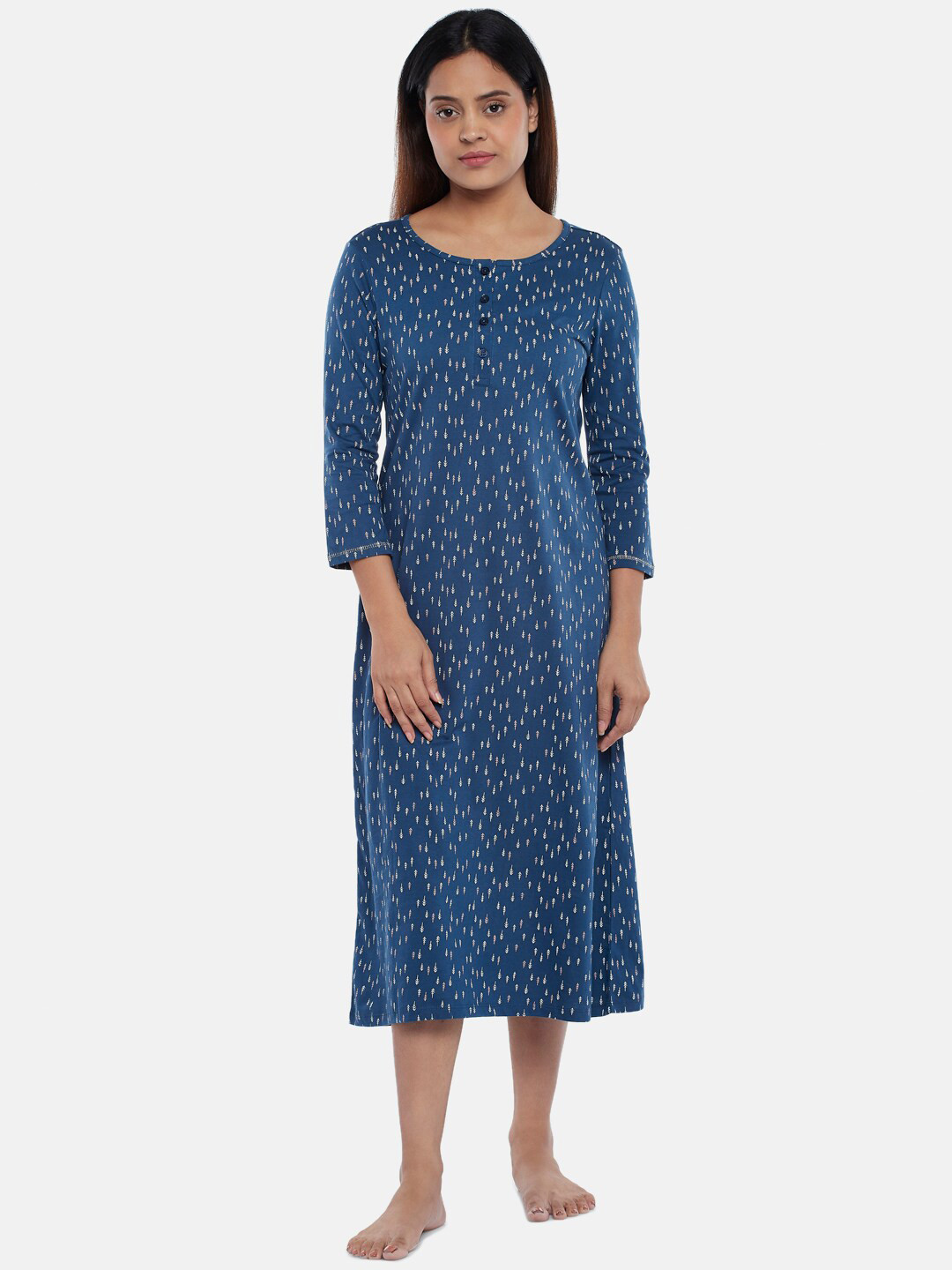 

Navy Blue Printed Nightdress
