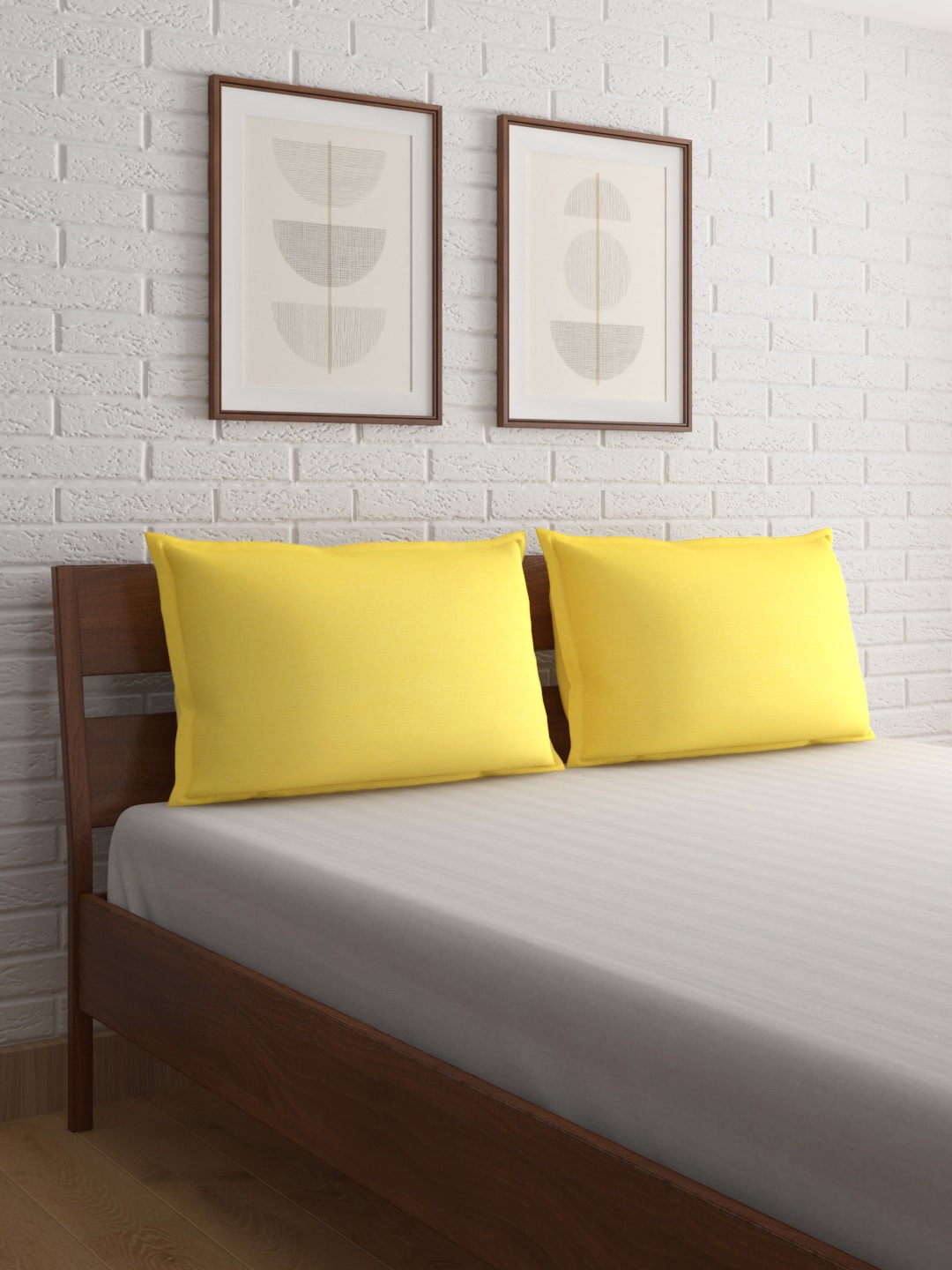 

Living scapes by Pantaloons Yellow Solid Cotton Pillow Covers