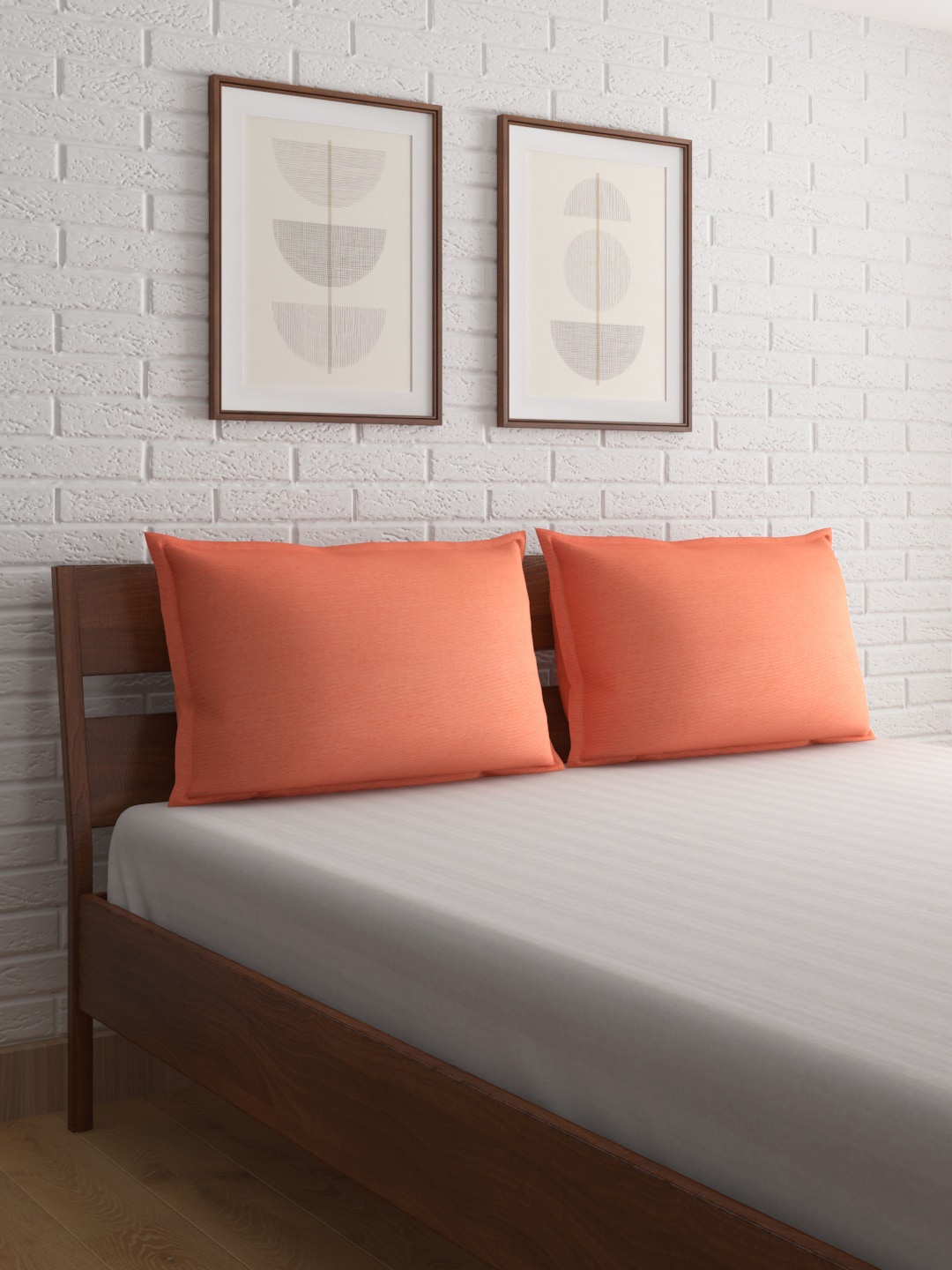 

Living scapes by Pantaloons 2 Pieces Peach colored Solid Cotton Pillow Cover Set