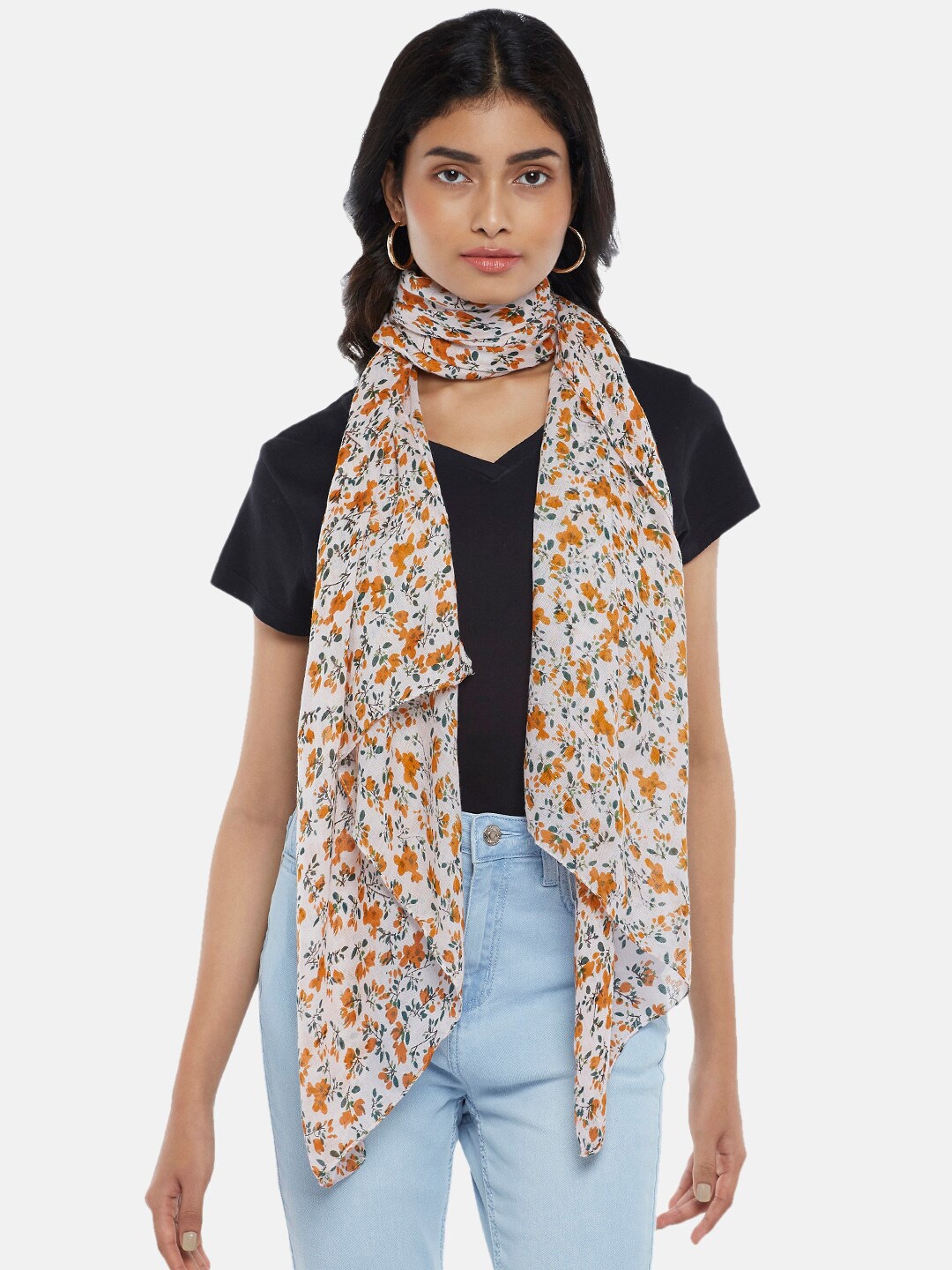 

Honey by Pantaloons Women Beige & Green Printed Scarf