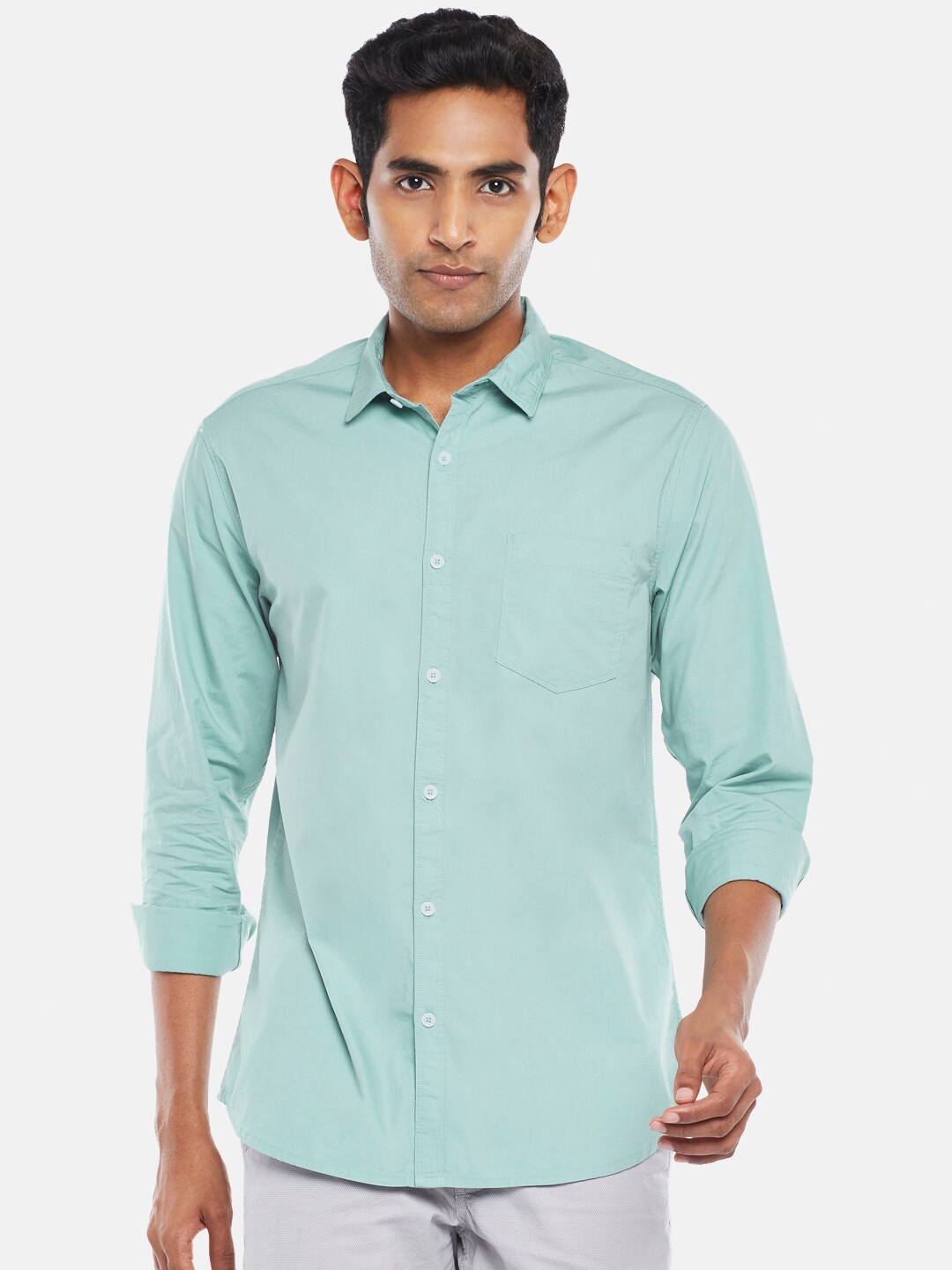 

BYFORD by Pantaloons Men Green Slim Fit Casual Shirt