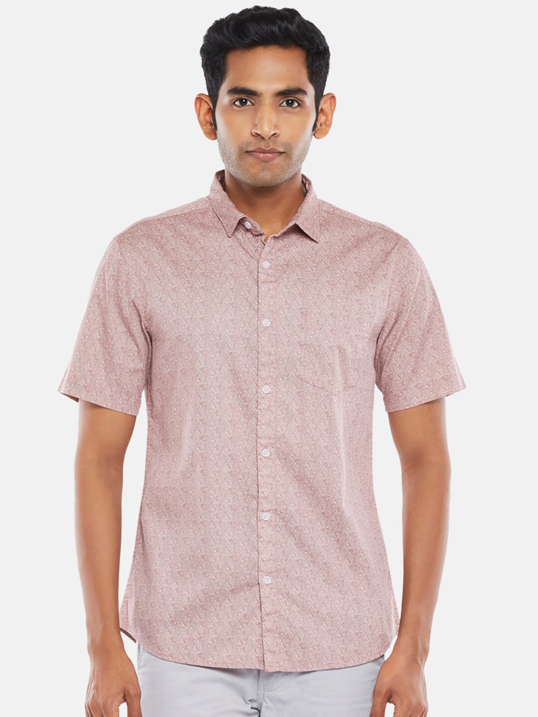 

BYFORD by Pantaloons Men Pink Slim Fit Printed Casual Shirt
