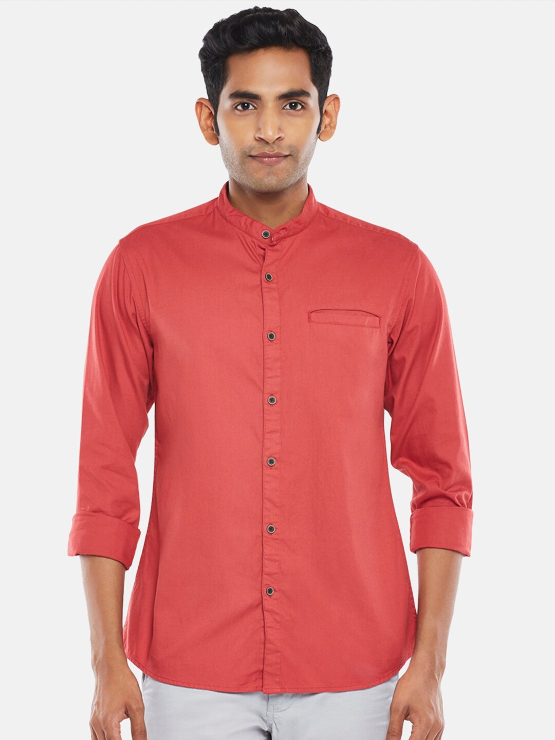 

BYFORD by Pantaloons Men Red Slim Fit Casual Shirt