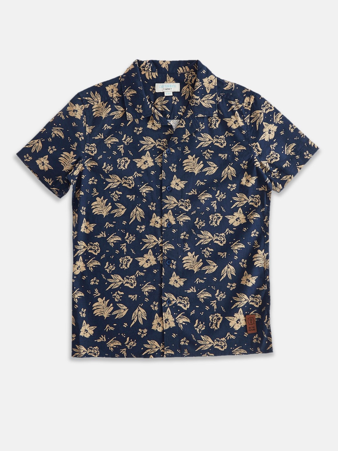 

Pantaloons Junior Boys Navy Blue Floral Printed Casual Shirt