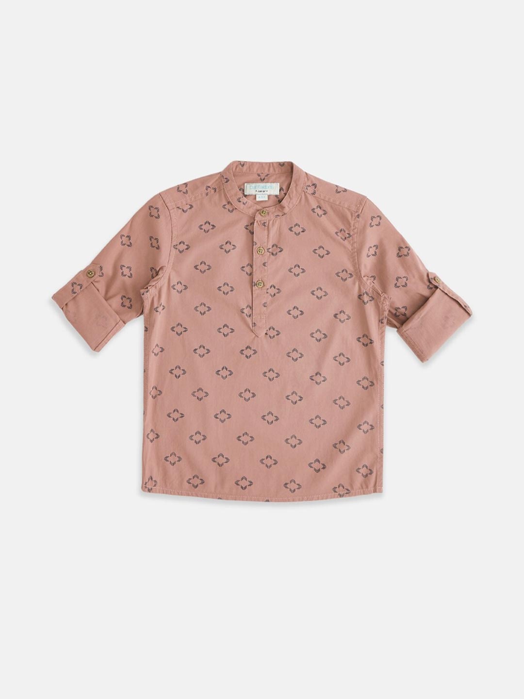 

Pantaloons Junior Boys Peach-Coloured Printed Party Shirt