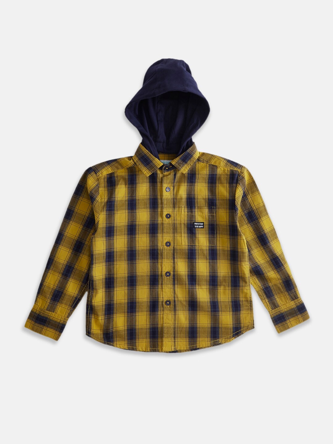 

Pantaloons Junior Boys Yellow Checked Cotton Casual Shirt