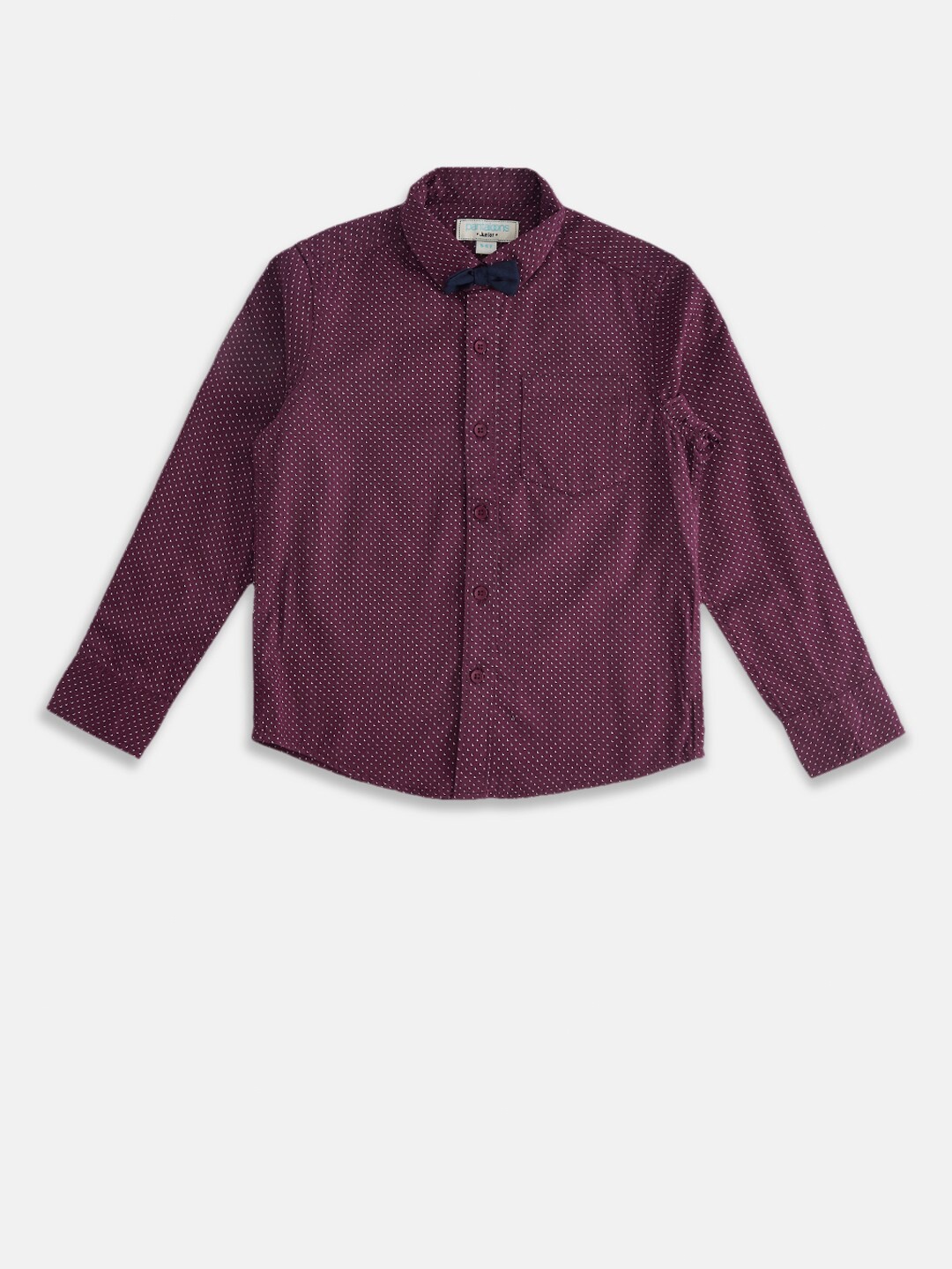 

Pantaloons Junior Boys Maroon Printed Cotton Party Shirt