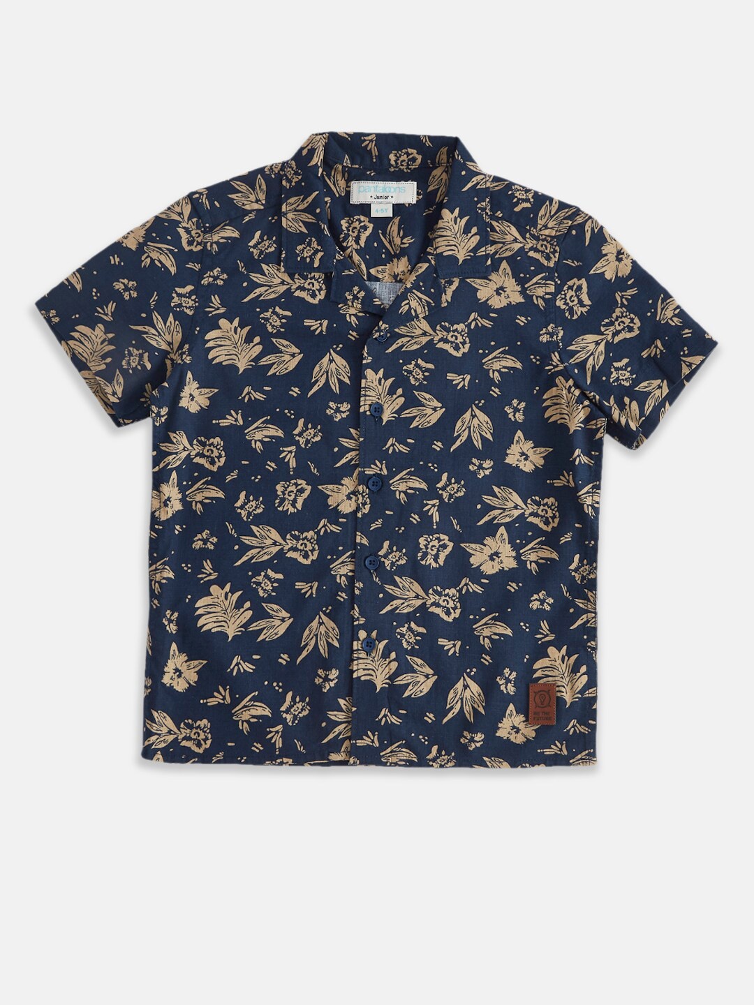 

Pantaloons Junior Boys Navy Blue Floral Printed Cotton Casual Shirt