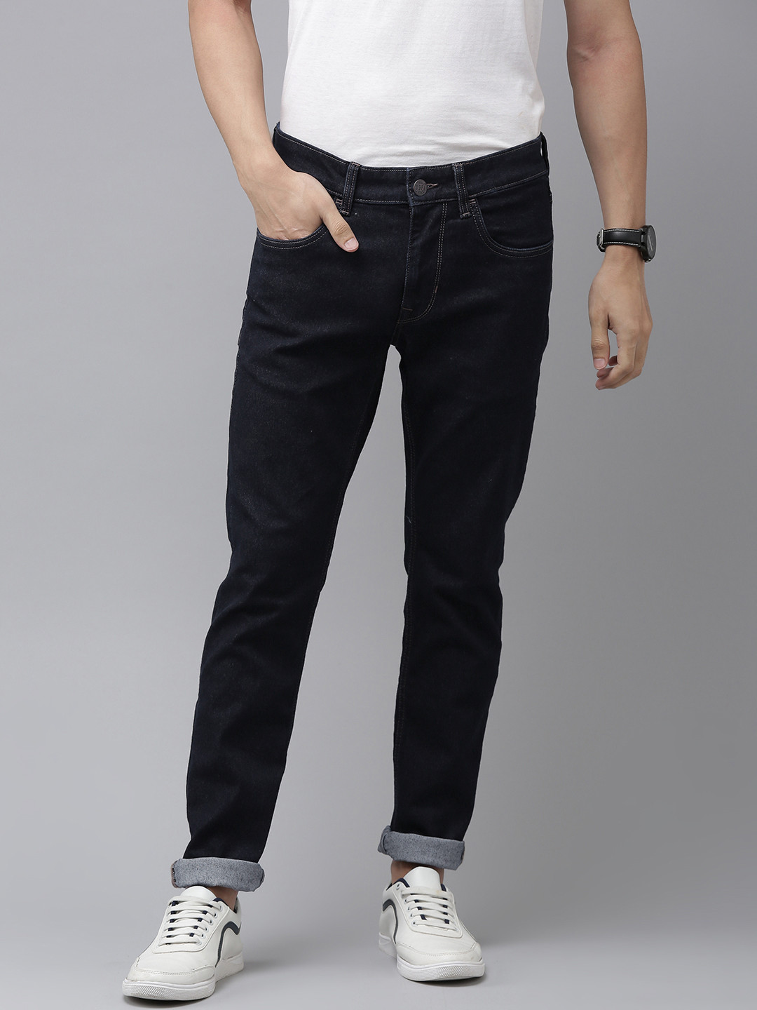 

U S Polo Assn Denim Co Men Navy Blue Slim Fit Light Fade Stretchable Jeans