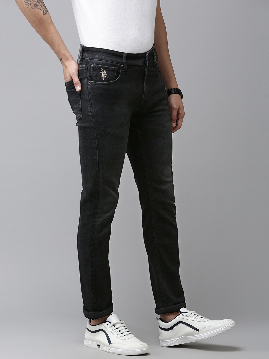 

U S Polo Assn Denim Co Men Black Skinny Fit Light Fade Stretchable Jeans