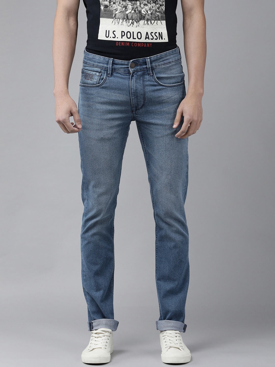 

U.S. Polo Assn. Denim Co. Men Blue Skinny Fit Heavy Fade Stretchable Jeans
