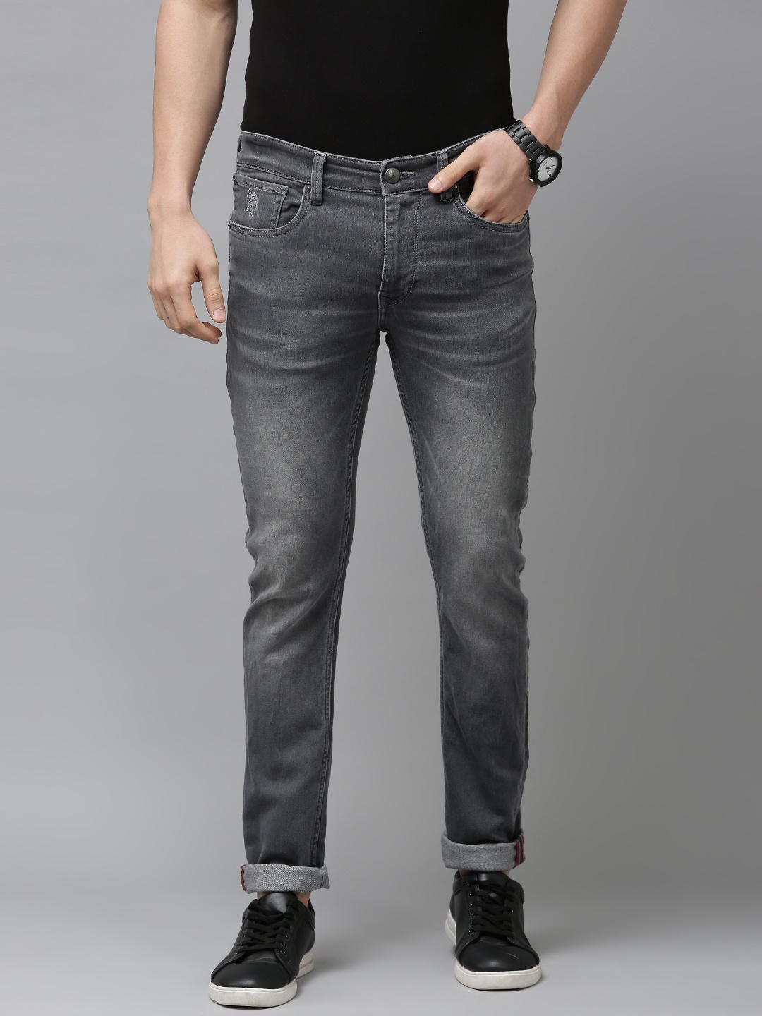 

U S Polo Assn Denim Co Men Grey Skinny Fit Light Fade Stretchable Jeans