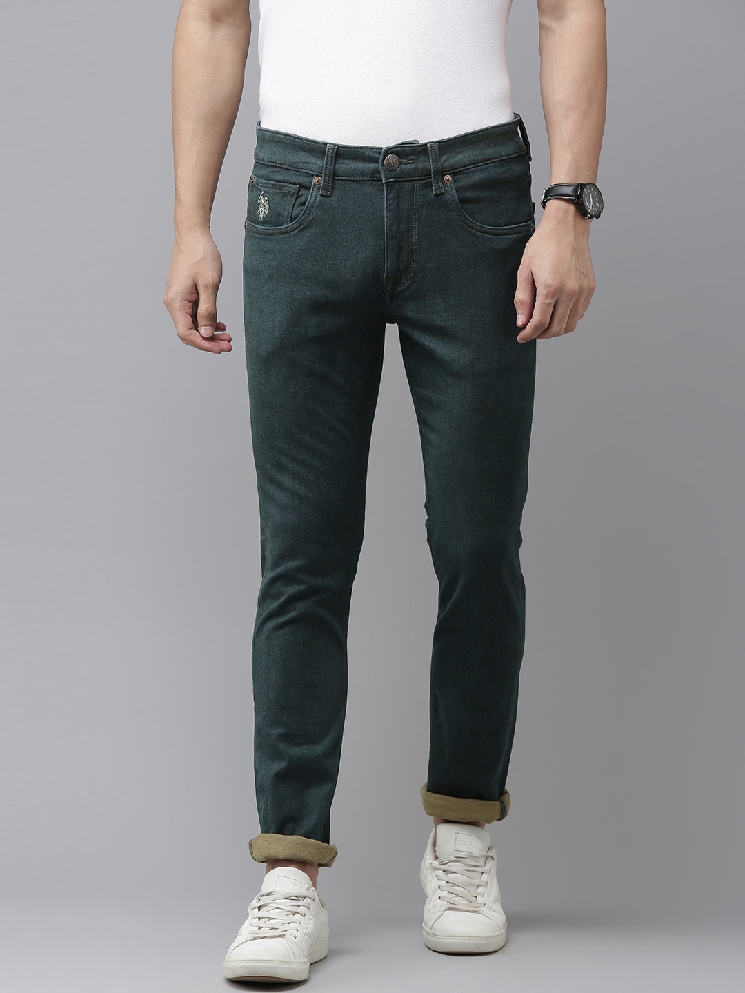 

U S Polo Assn Denim Co Men Teal Blue Skinny Fit Stretchable Jeans