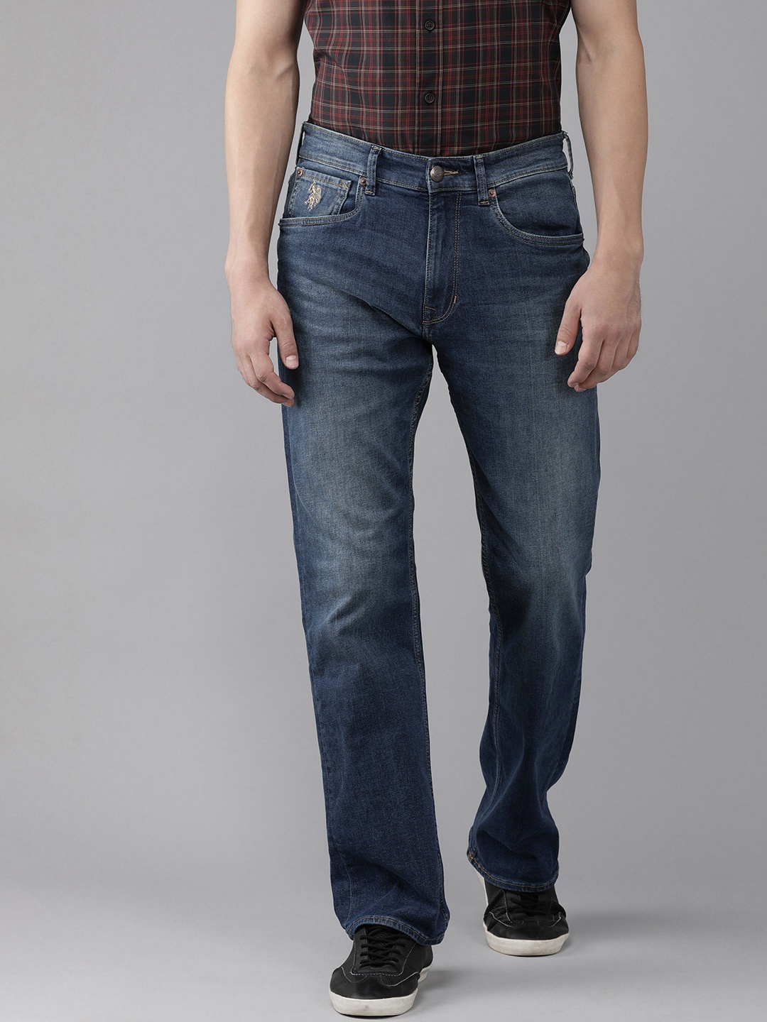 

U S Polo Assn Denim Co Men Blue Connor Bootcut Light Fade Stretchable Jeans