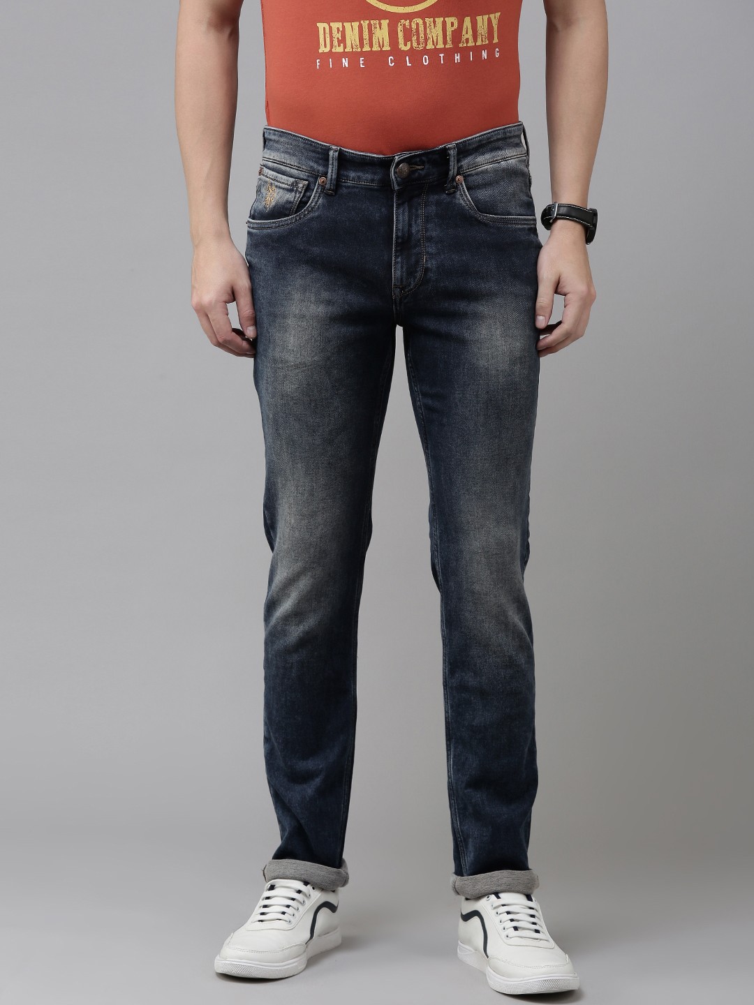 

U.S. Polo Assn. Denim Co. Men Blue Slim Fit Heavy Fade Stretchable Jeans