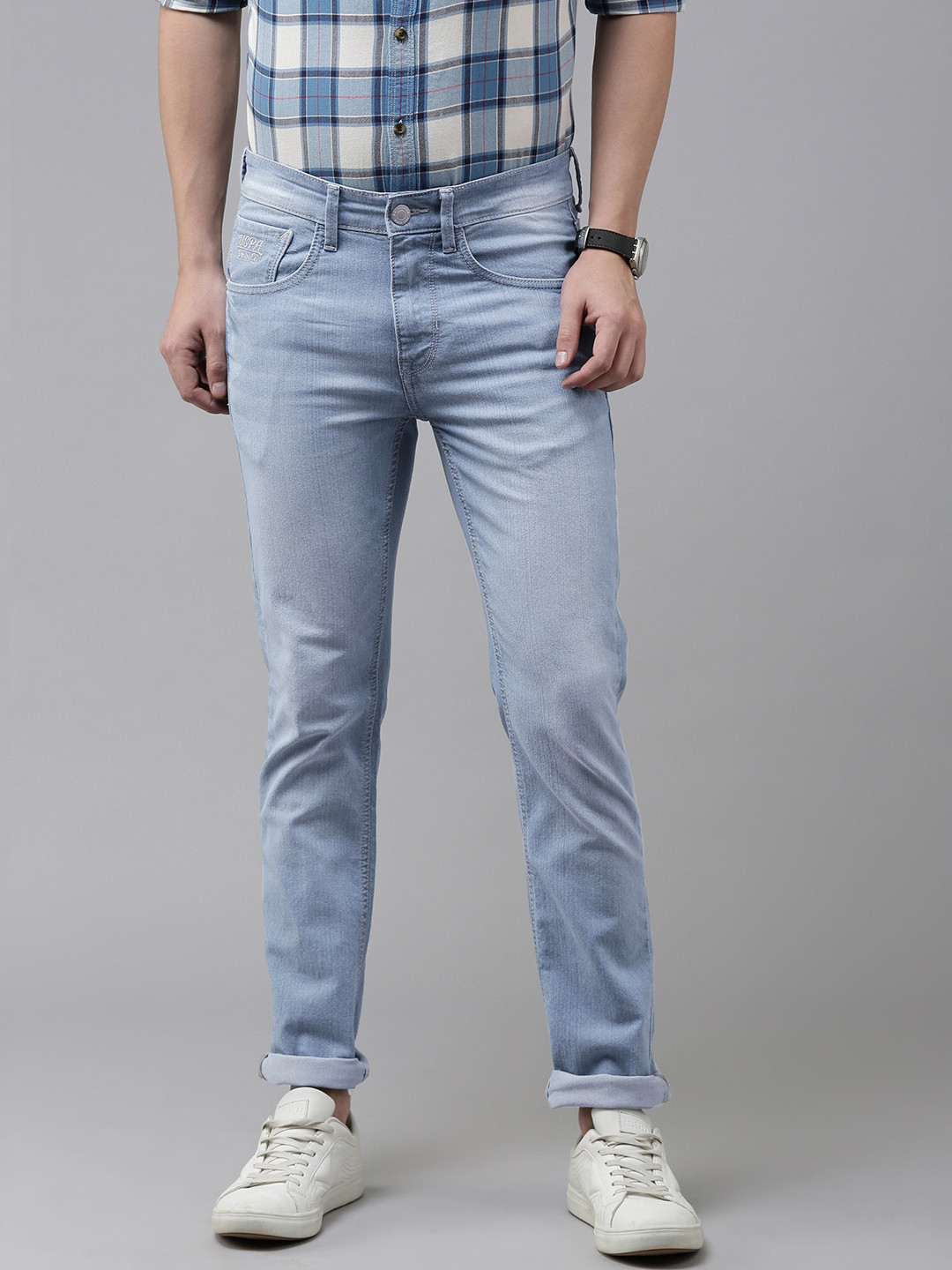 

U.S. Polo Assn. Denim Co. Men Blue Skinny Fit Mid-Rise Light Fade Stretchable Jeans