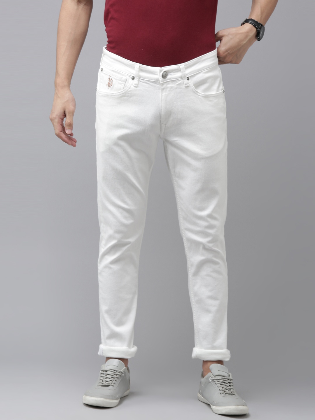 

U S Polo Assn Denim Co Men White Slim Fit Stretchable Jeans