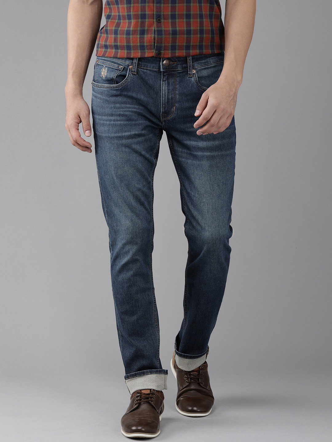 

U S Polo Assn Denim Co Men Blue Brandon Slim Tapered Fit Light Fade Stretchable Jeans