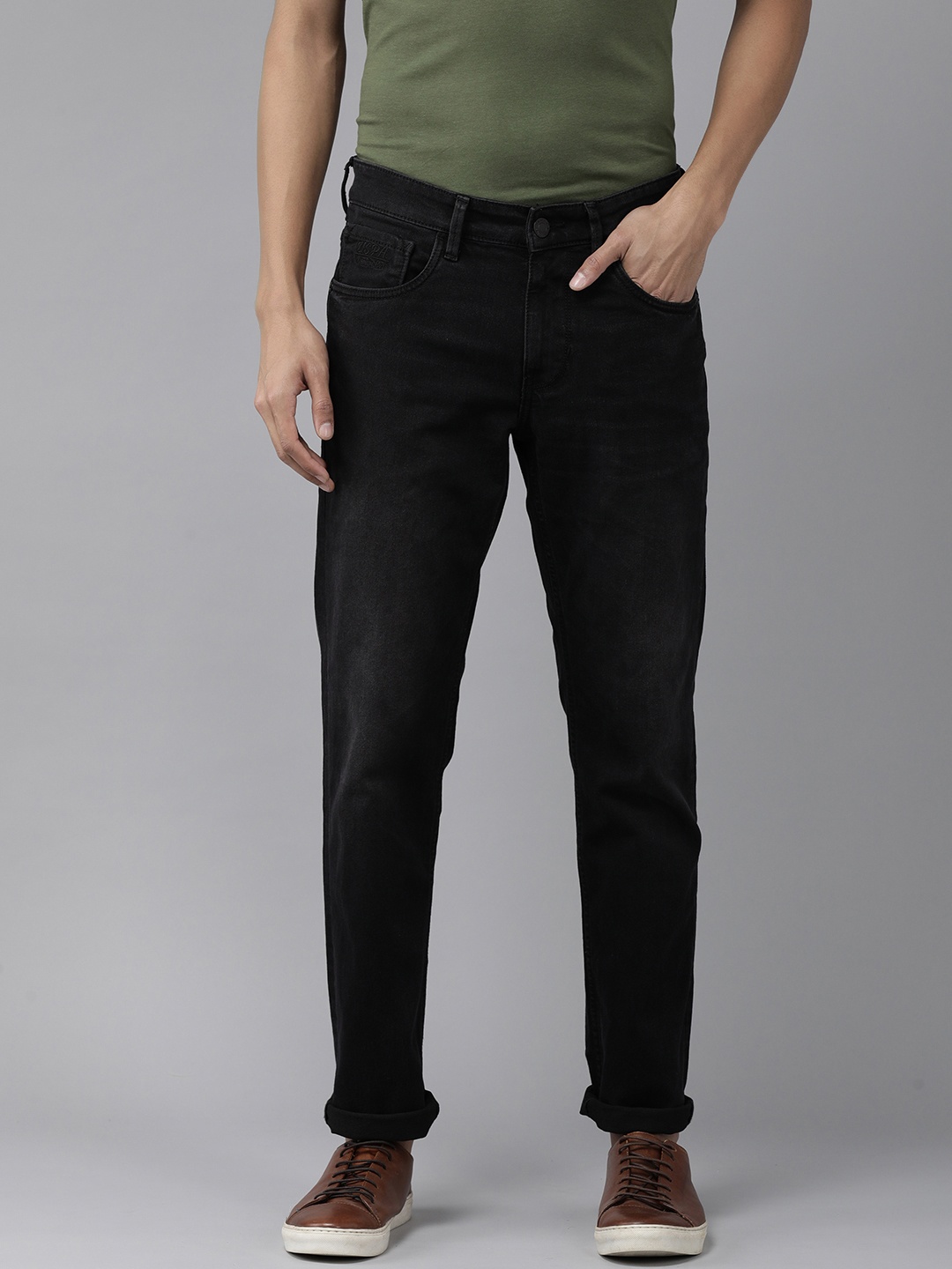 

U S Polo Assn Denim Co Men Black Slim Fit Light Fade Stretchable Jeans