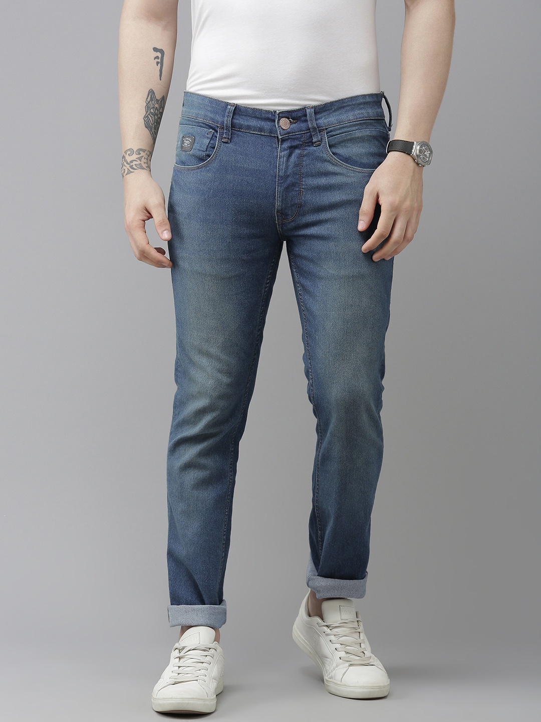 

U S Polo Assn Denim Co Men Blue Regallo Skinny Fit Mid-Rise Light Fade Stretchable Jeans