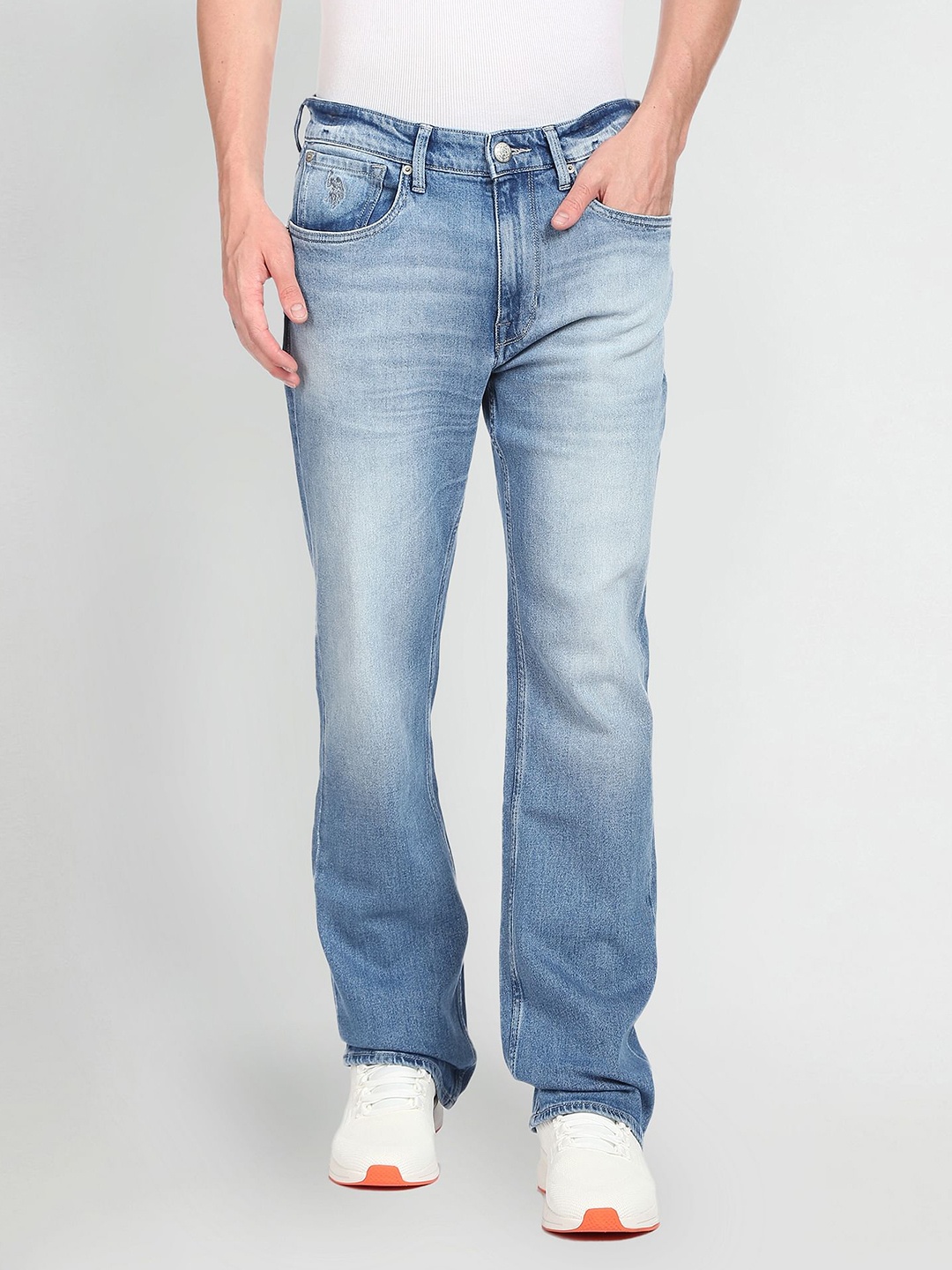 

U.S. Polo Assn. Denim Co. Men Blue Bootcut Mid-Rise Light Fade Stretchable Jeans