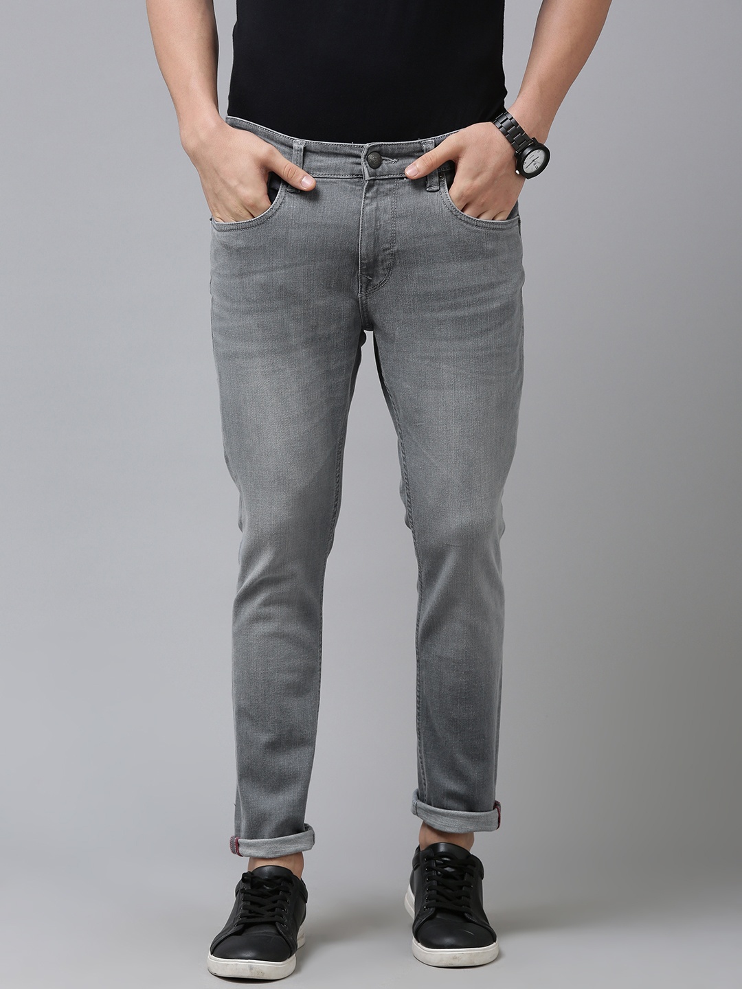 

U.S. Polo Assn. Denim Co. Men Grey Tapered Fit Light Fade Stretchable Jeans