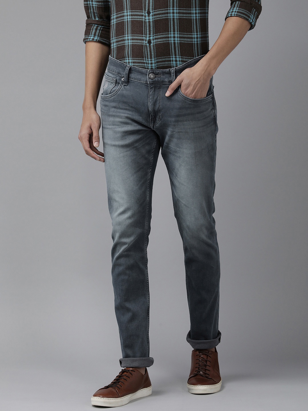 

U S Polo Assn Denim Co Men Blue Brandon Slim Tapered Fit Mid Rise Light Fade Jeans