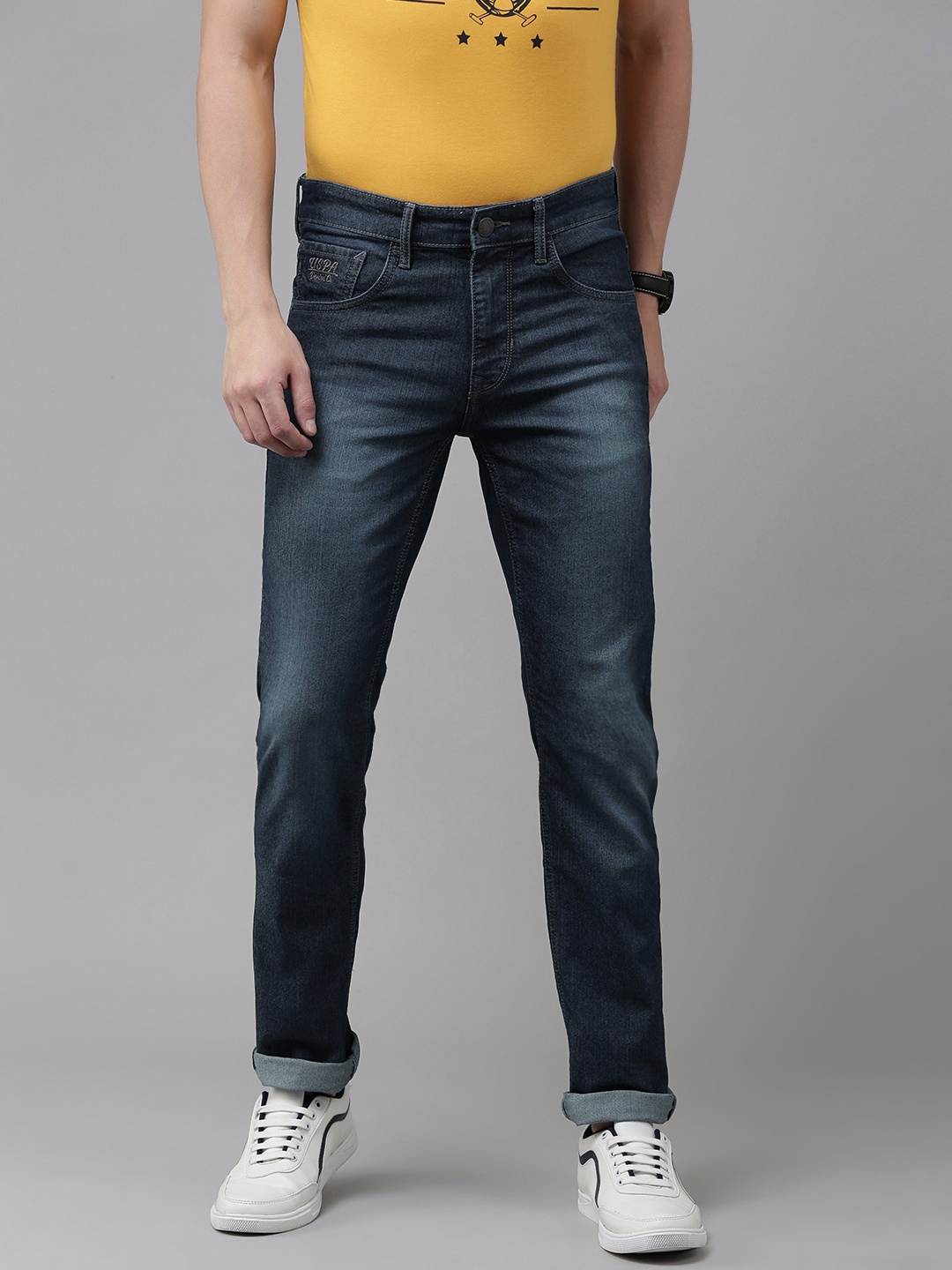 

U S Polo Assn Denim Co Men Blue Brandon Slim Tapered Fit Light Fade Stretchable Jeans