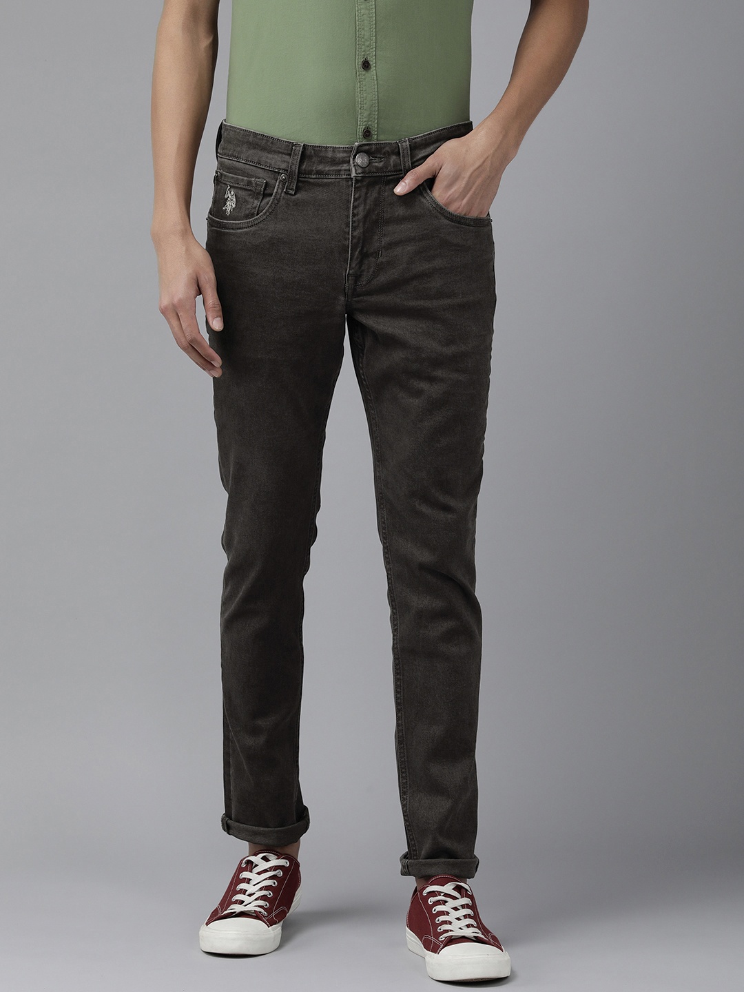 

U S Polo Assn Denim Co Men Black Brandon Slim Tapered Fit Mid Rise Light Fade Jeans