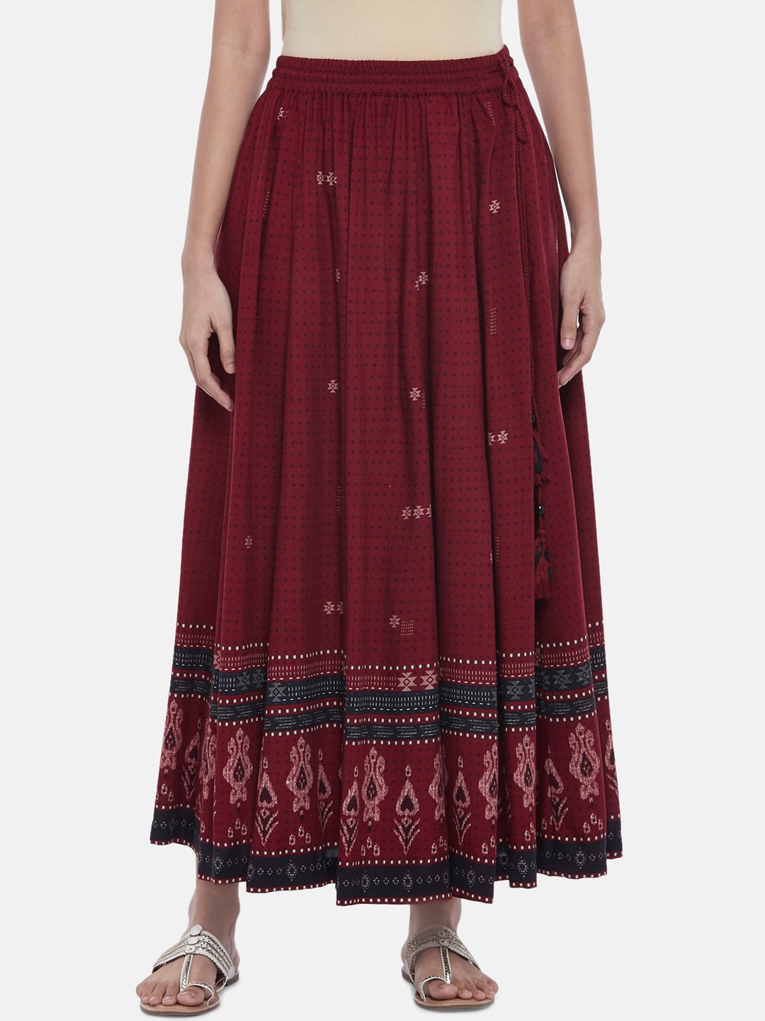 

AKKRITI BY PANTALOONS Women Red Printed Maxi Skirts