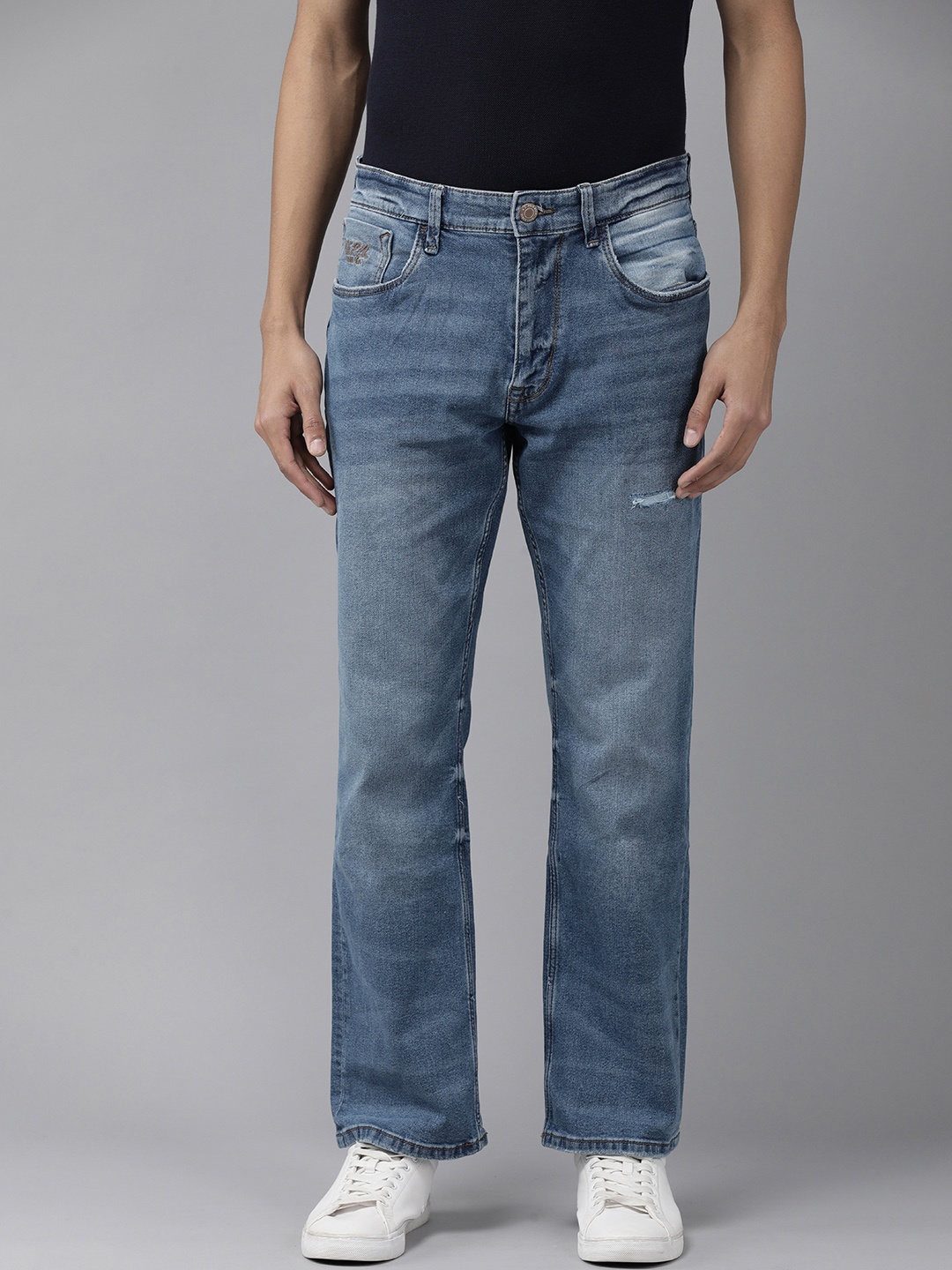 

U S Polo Assn Denim Co Men Blue Bootcut Light Fade Stretchable Jeans