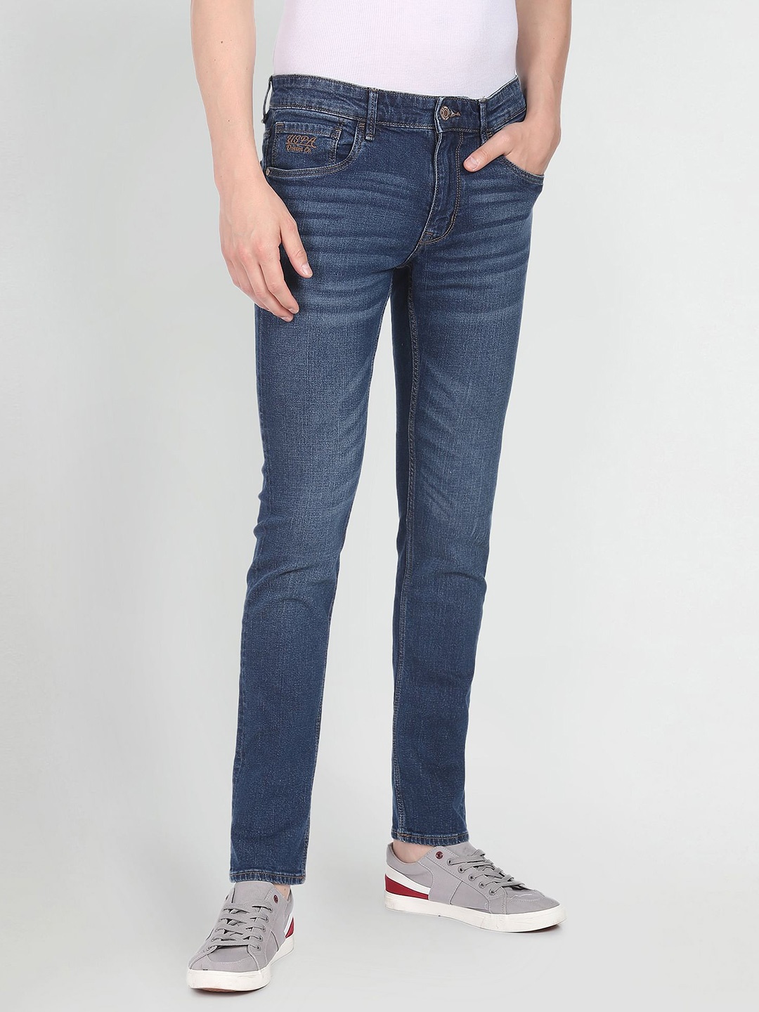 

U.S. Polo Assn. Denim Co. Men Blue Brandon Slim Tapered Fit Light Fade Stretchable Jeans
