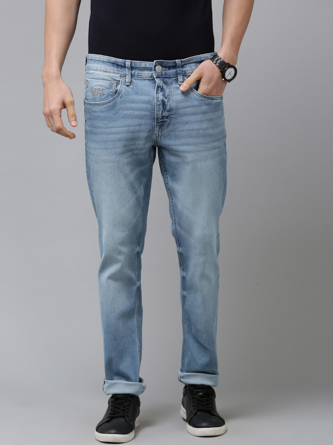 

U.S. Polo Assn. Denim Co. Men Blue Slim Fit Tapered Heavy Fade Stretchable Jeans