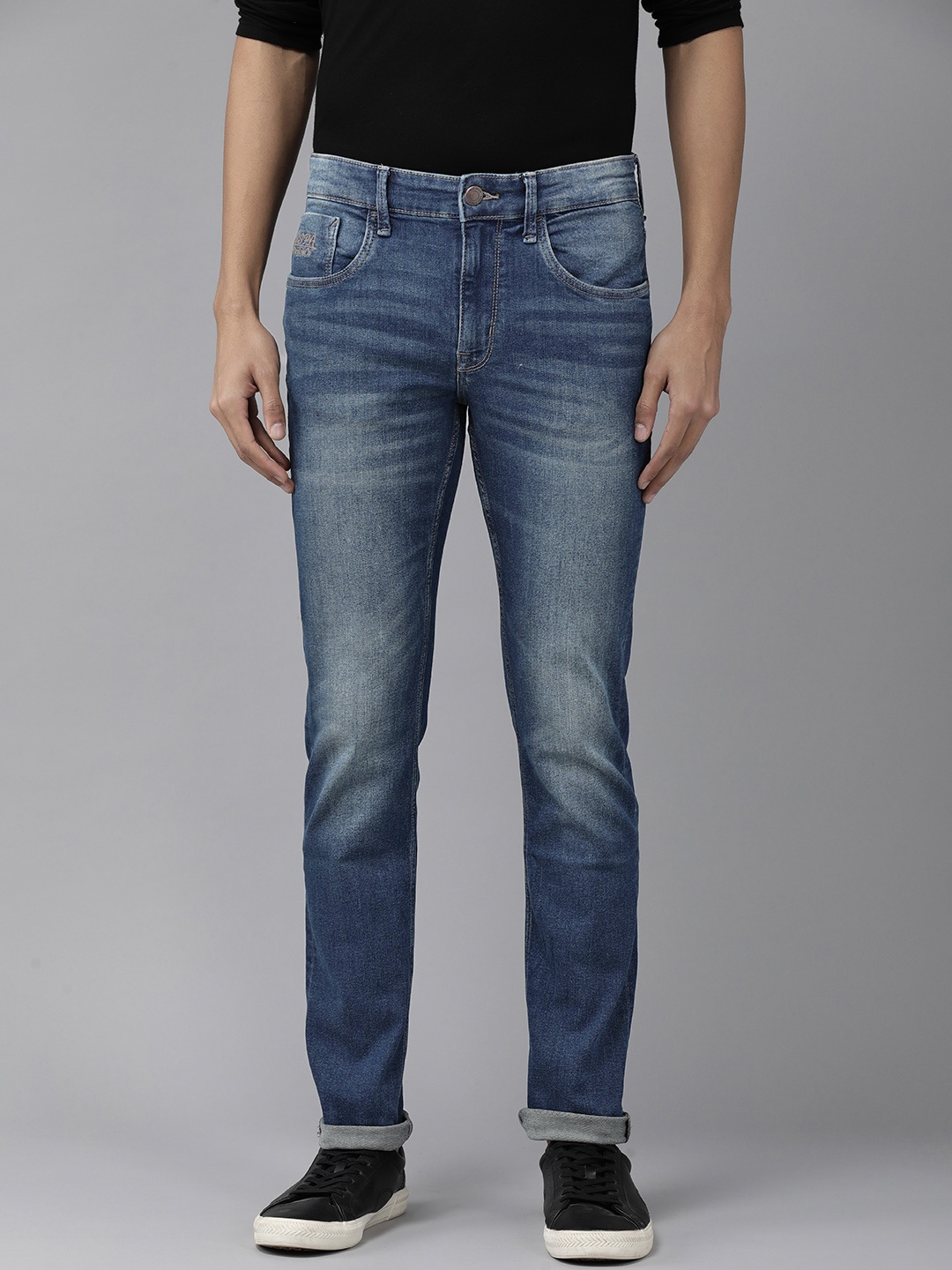 

U S Polo Assn Denim Co Men Blue Skinny Fit Heavy Fade Stretchable Jeans