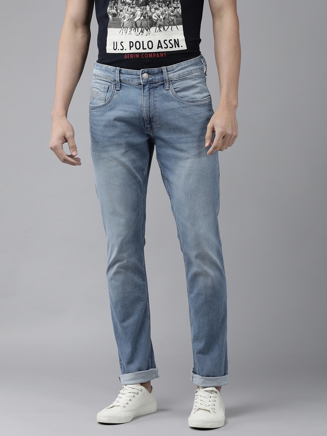 

U.S. Polo Assn. Denim Co. Men Blue Slim Fit Heavy Fade Stretchable Jeans