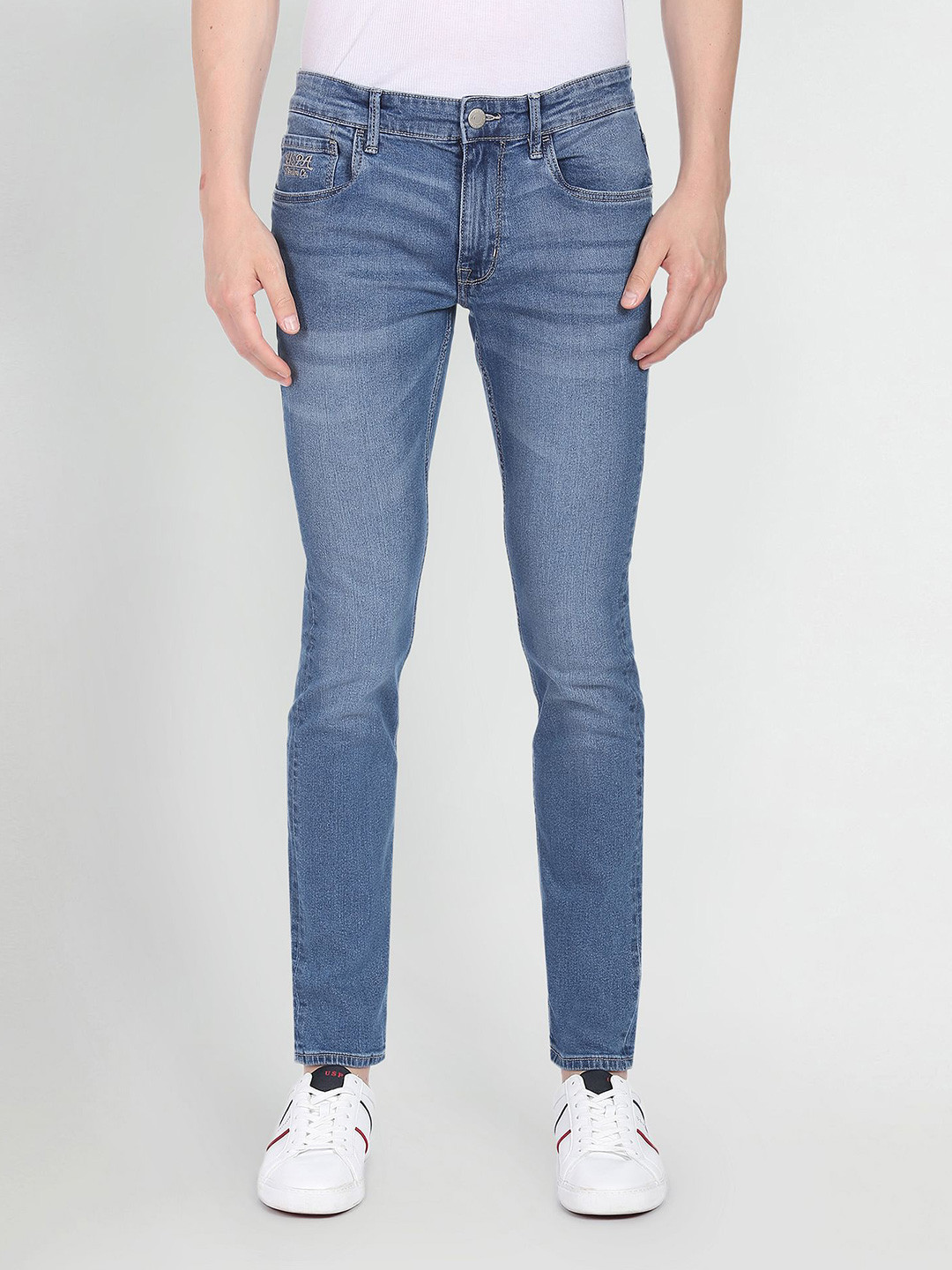 

U.S. Polo Assn. Denim Co. Men Blue Brandon Slim Tapered Fit Heavy Fade Stretchable Jeans