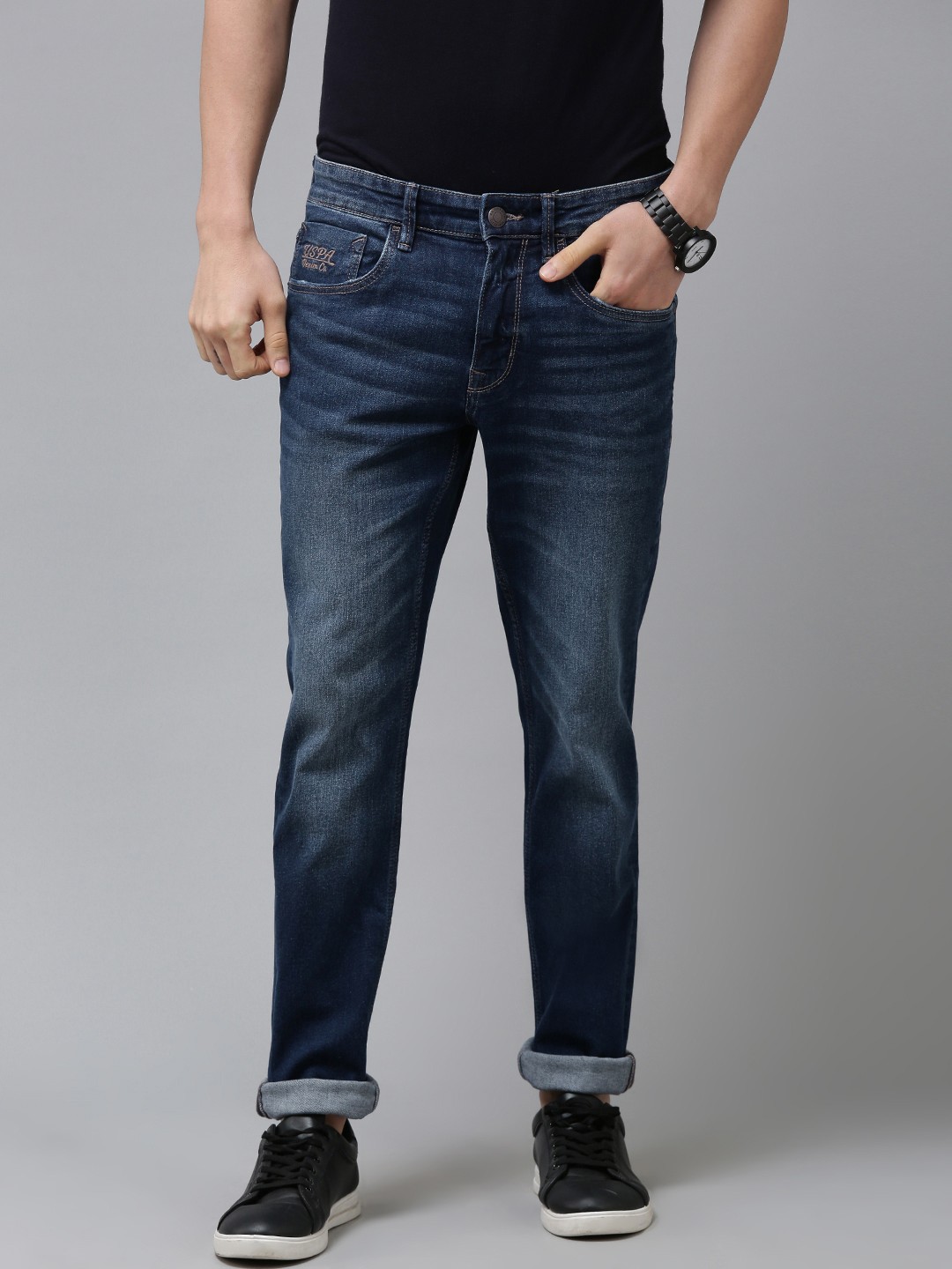 

U.S. Polo Assn. Denim Co. Men Blue Slim Fit Tapered Heavy Fade Stretchable Jeans