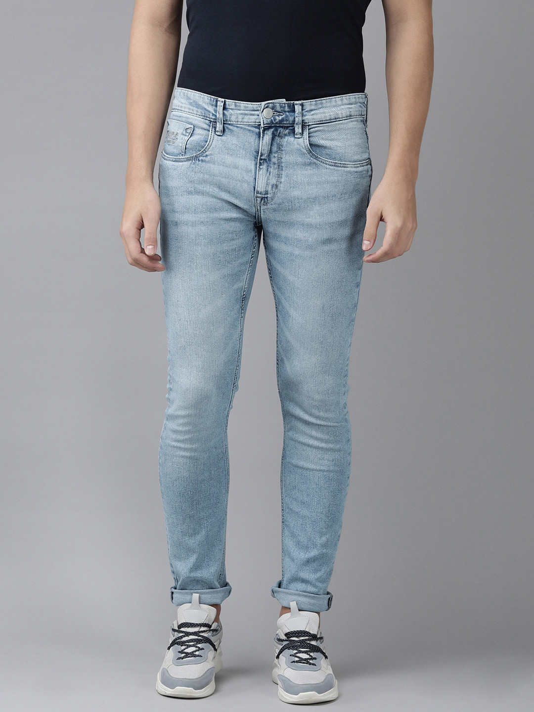 

U S Polo Assn Denim Co Men Blue Skinny Fit Heavy Fade Bleached Stretchable Jeans