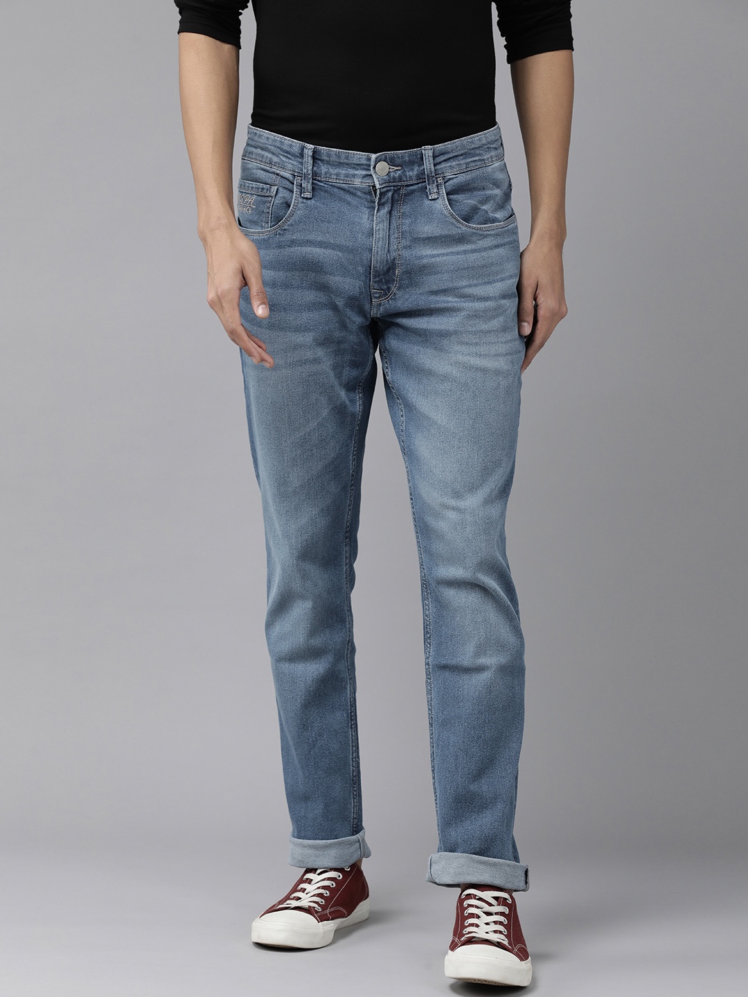 

U S Polo Assn Denim Co Men Blue Slim Fit Light Fade Stretchable Jeans