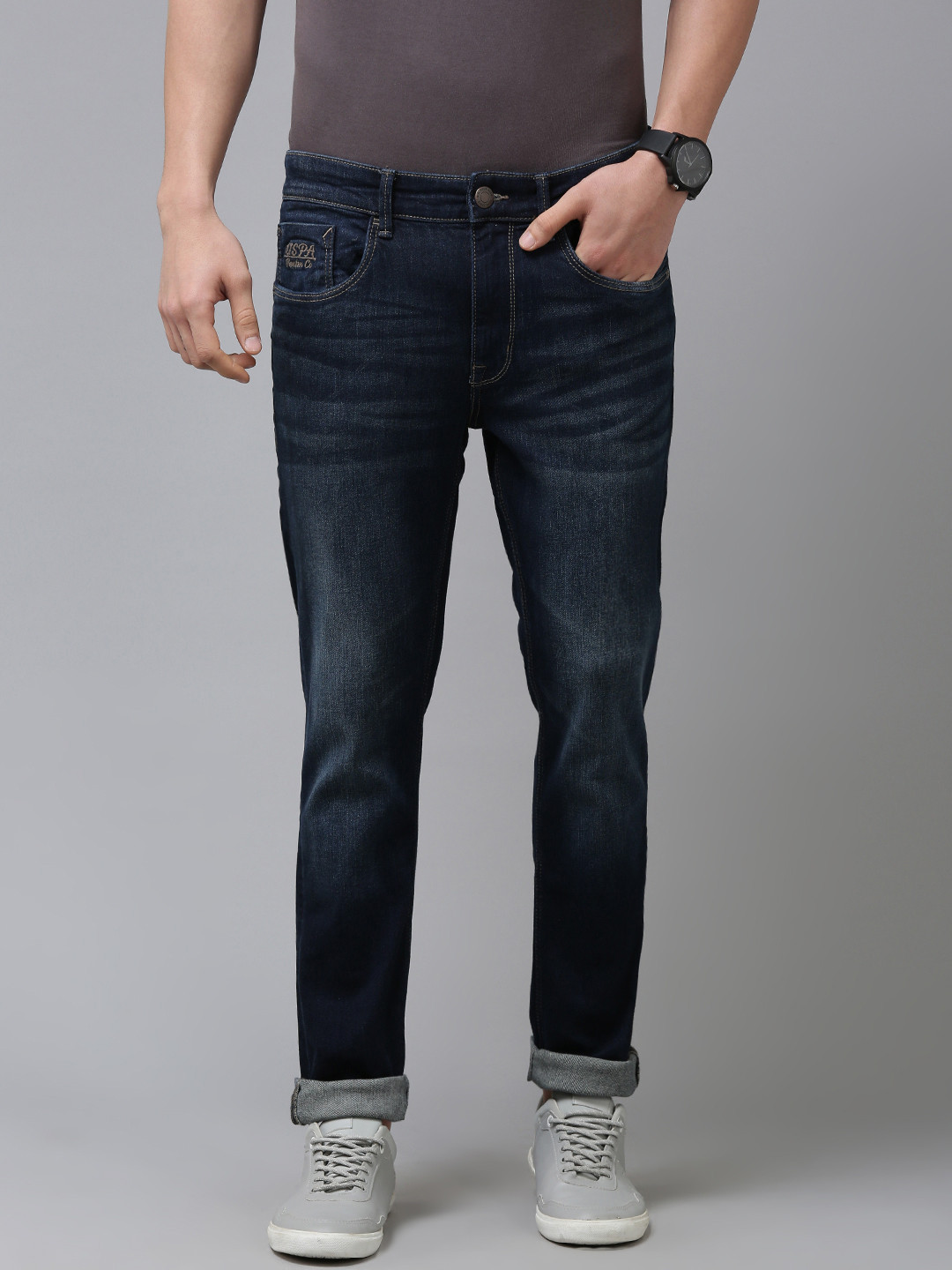 

U S Polo Assn Denim Co Men Navy Blue Regallo Skinny Fit Light Fade Stretchable Jeans