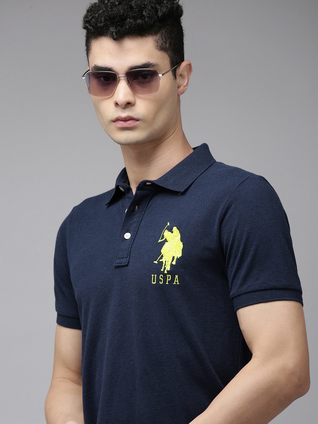 

U.S. Polo Assn. Men Navy Blue Solid Slim Fit T-shirt