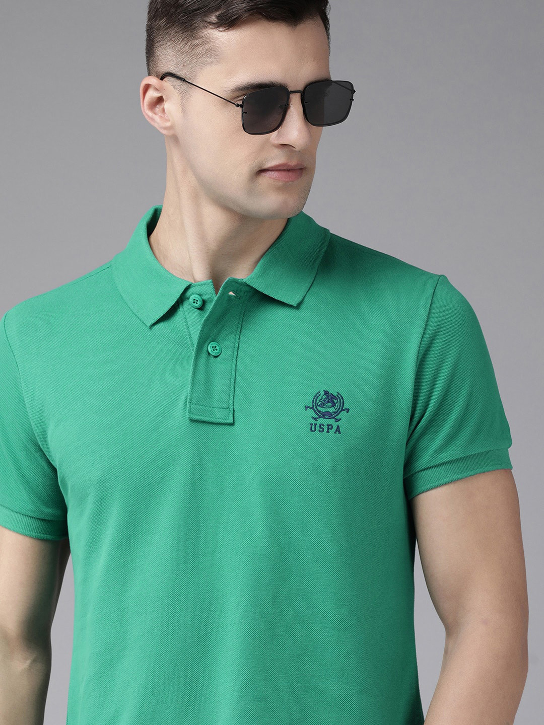 

U.S. Polo Assn. Men Green Polo Collar T-shirt