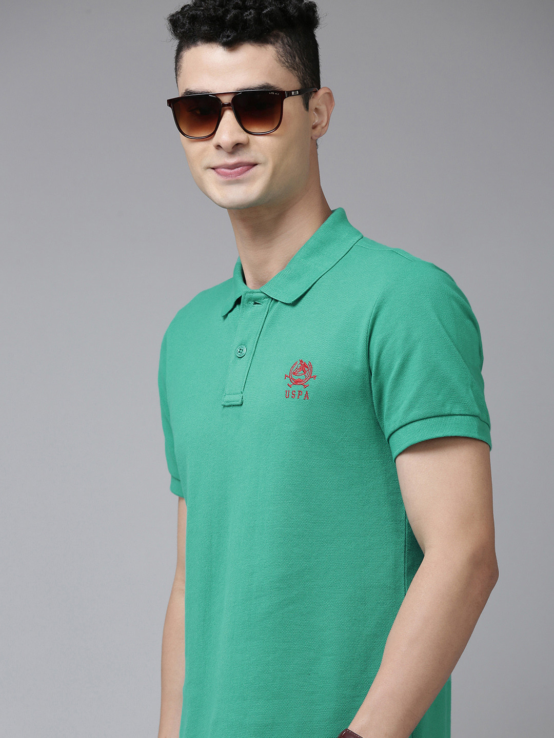 

U.S. Polo Assn. Men Green Polo Collar T-shirt