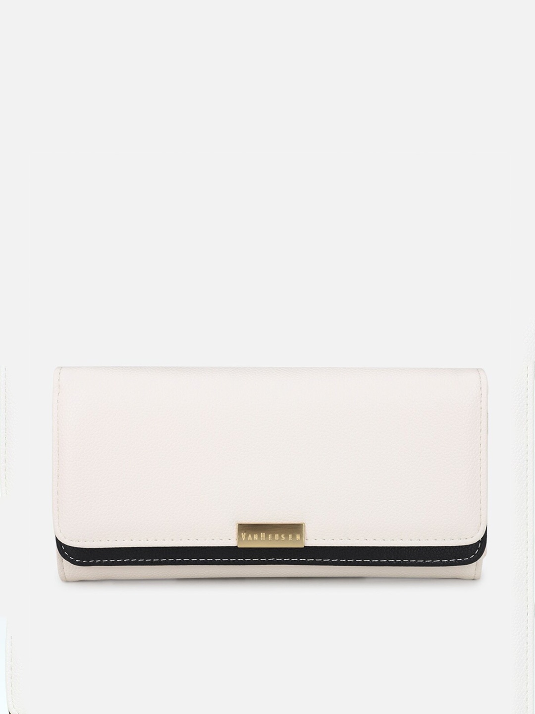 

Van Heusen Woman Women Cream-Coloured Textured PU Envelope Wallet