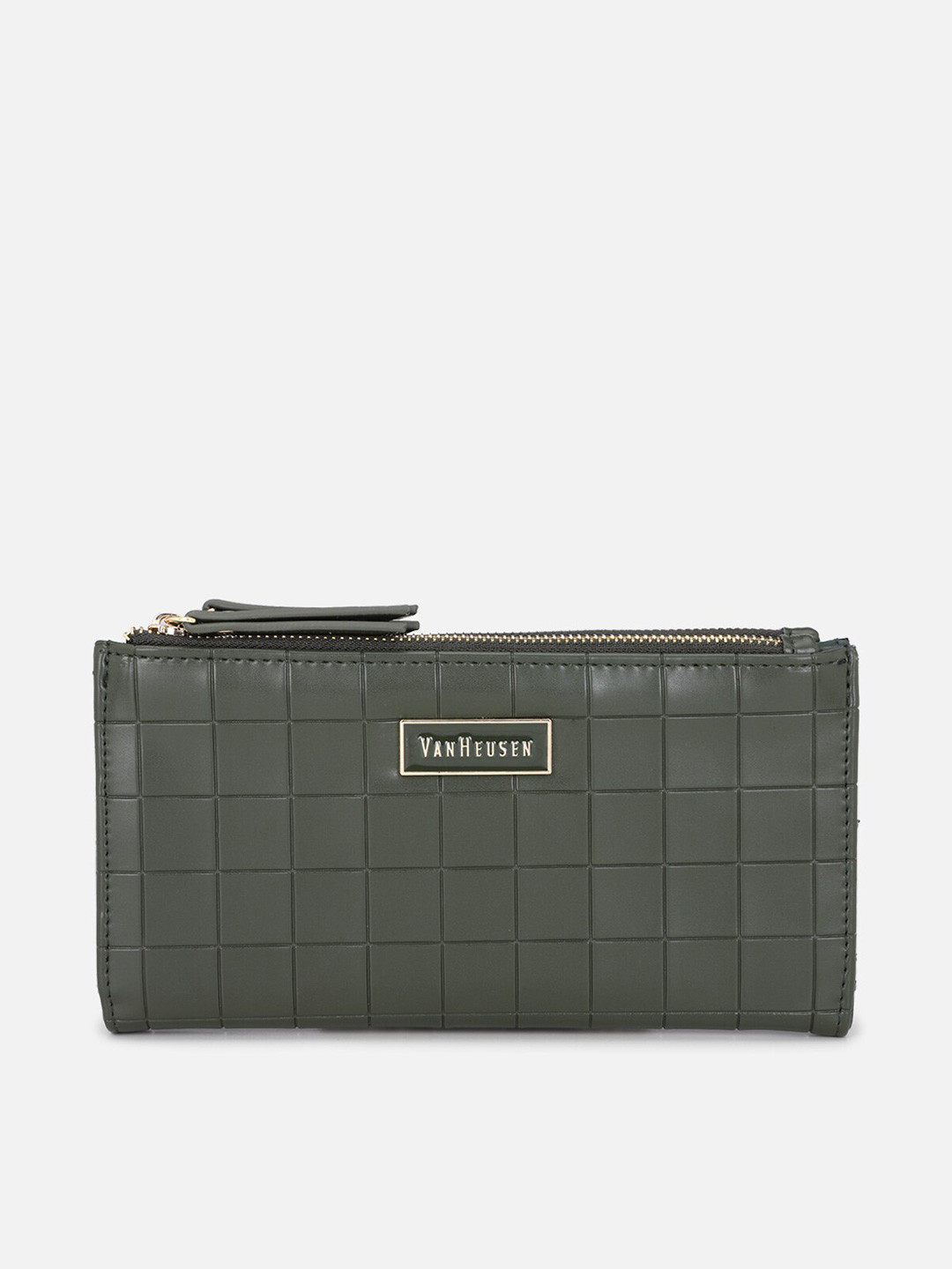 

Van Heusen Woman Women Green Geometric Textured Zip Detail PU Zip Around Wallet
