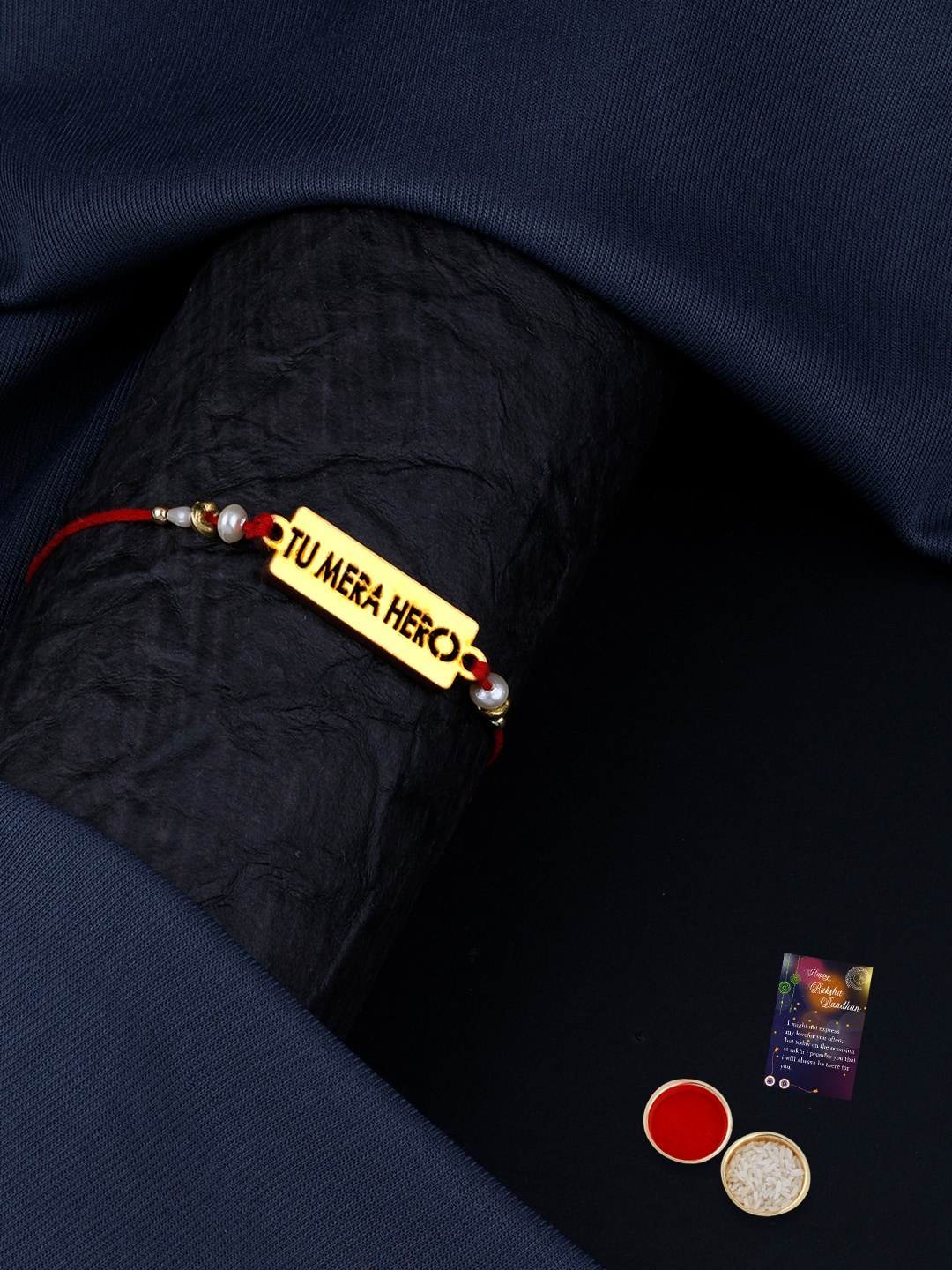 

Silver Shine Gold-Toned 1 Rakhi With Roli Chawal & Greeting Card