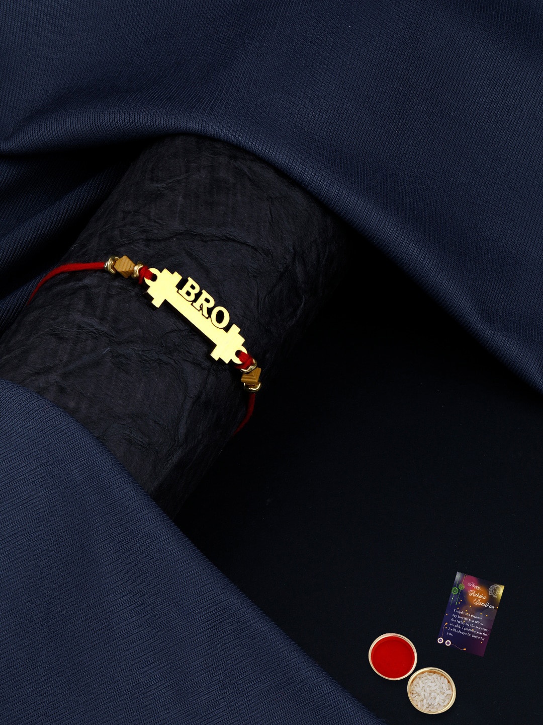 

Silver Shine Red & Gold Toned 1 Rakhi With Roli Chawal Greeting Card