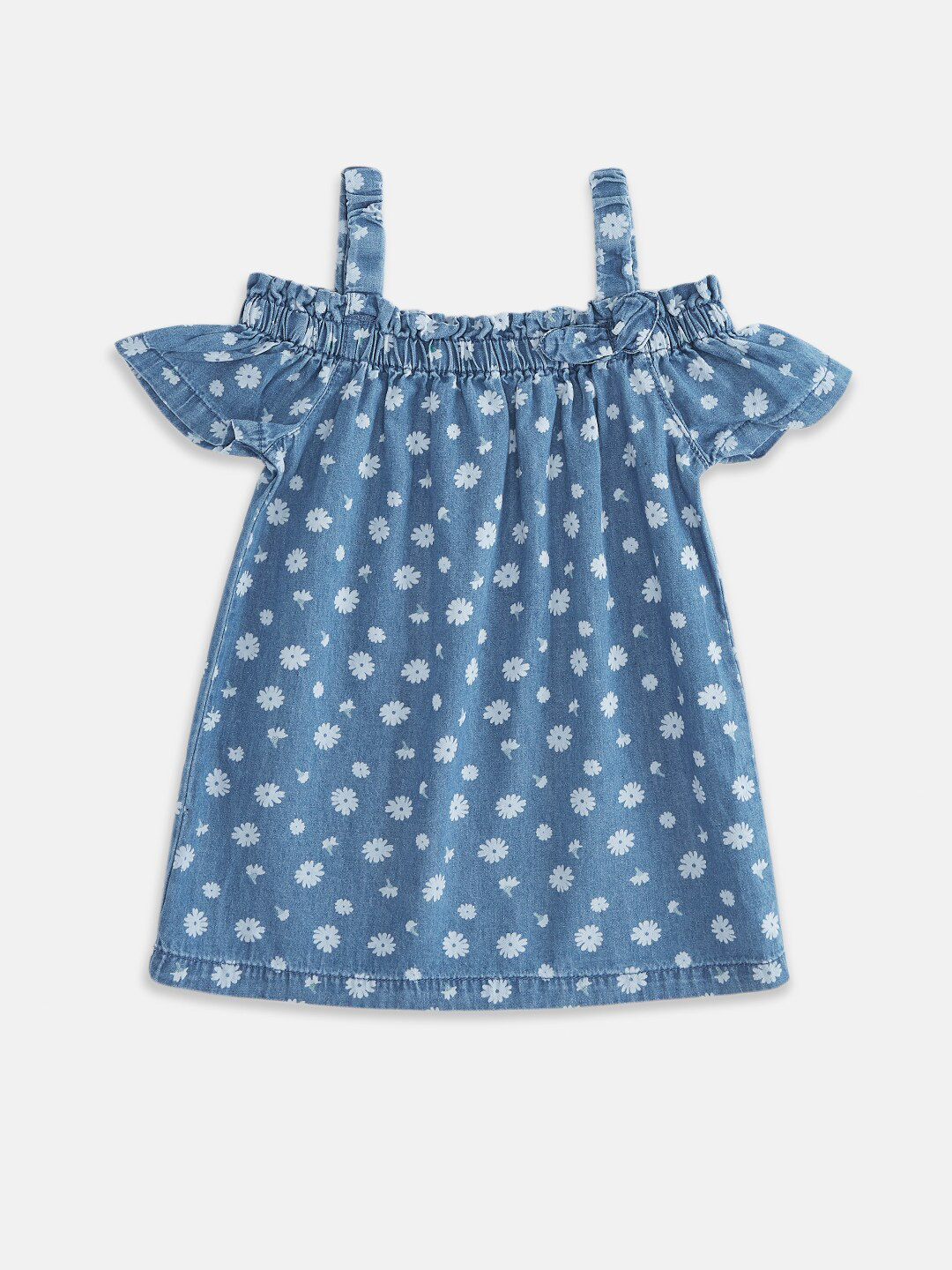 

Pantaloons Junior Kids-Girls Blue Floral Print Top