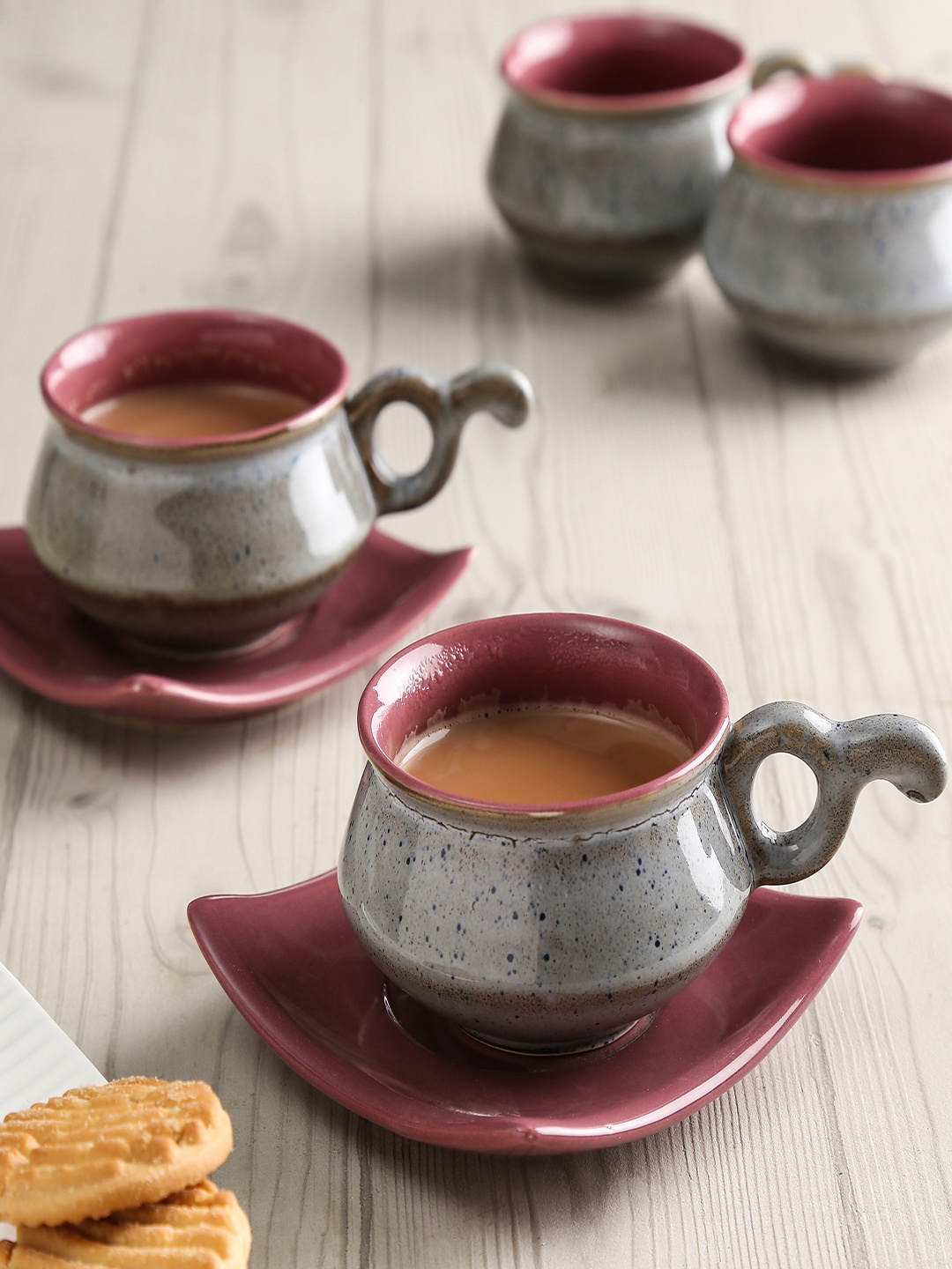 

Unravel India Grey Printed Ceramic Tea Set
