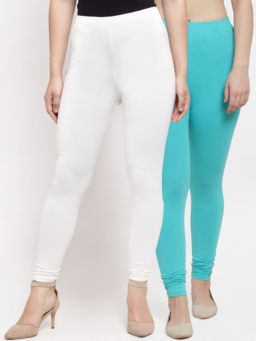 

Jinfo Women White Pack Of 2 Solid Ankle-Length Leggings